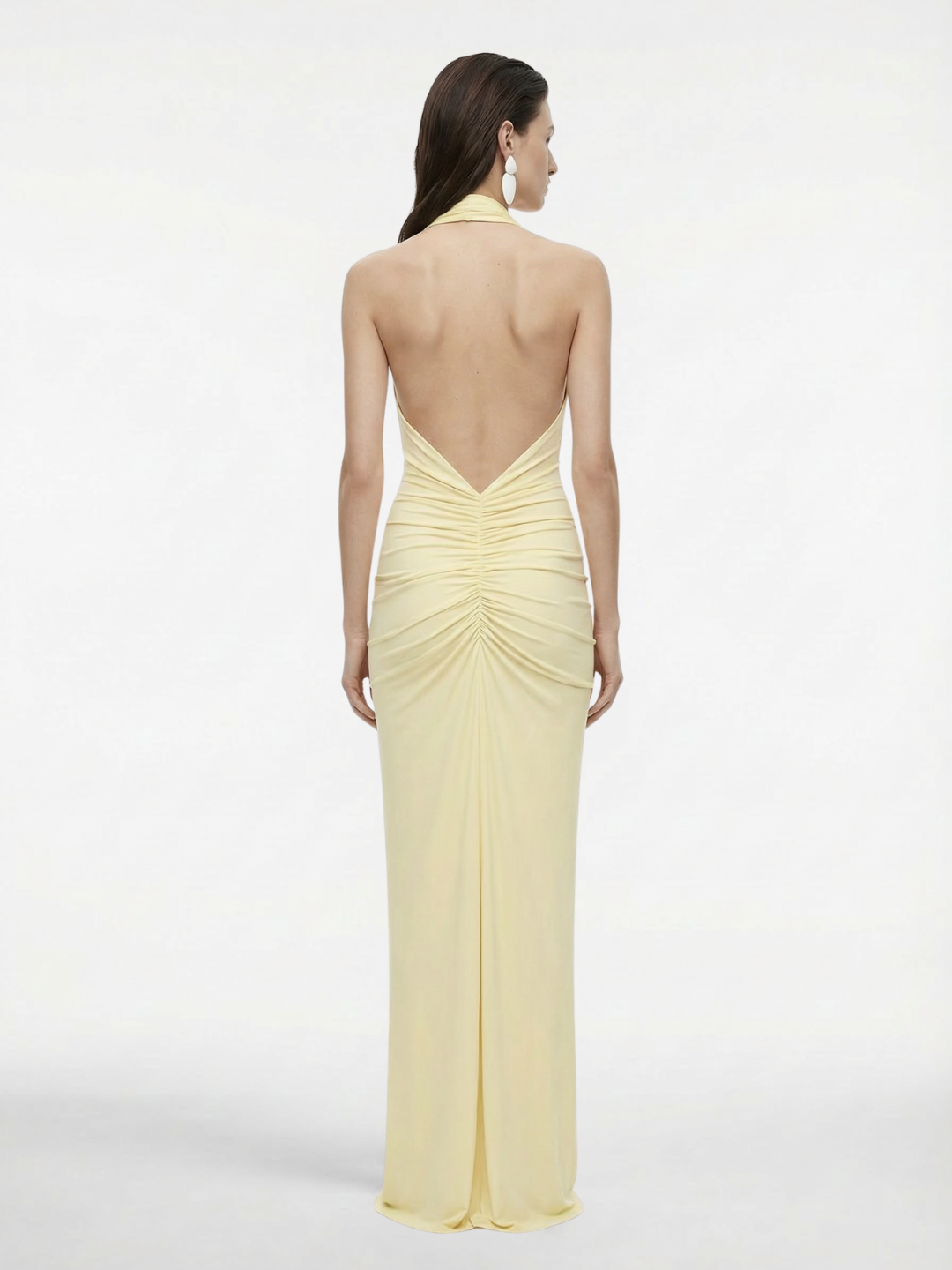 The 'Venus' Gathered Cupro Dress | Lemon
