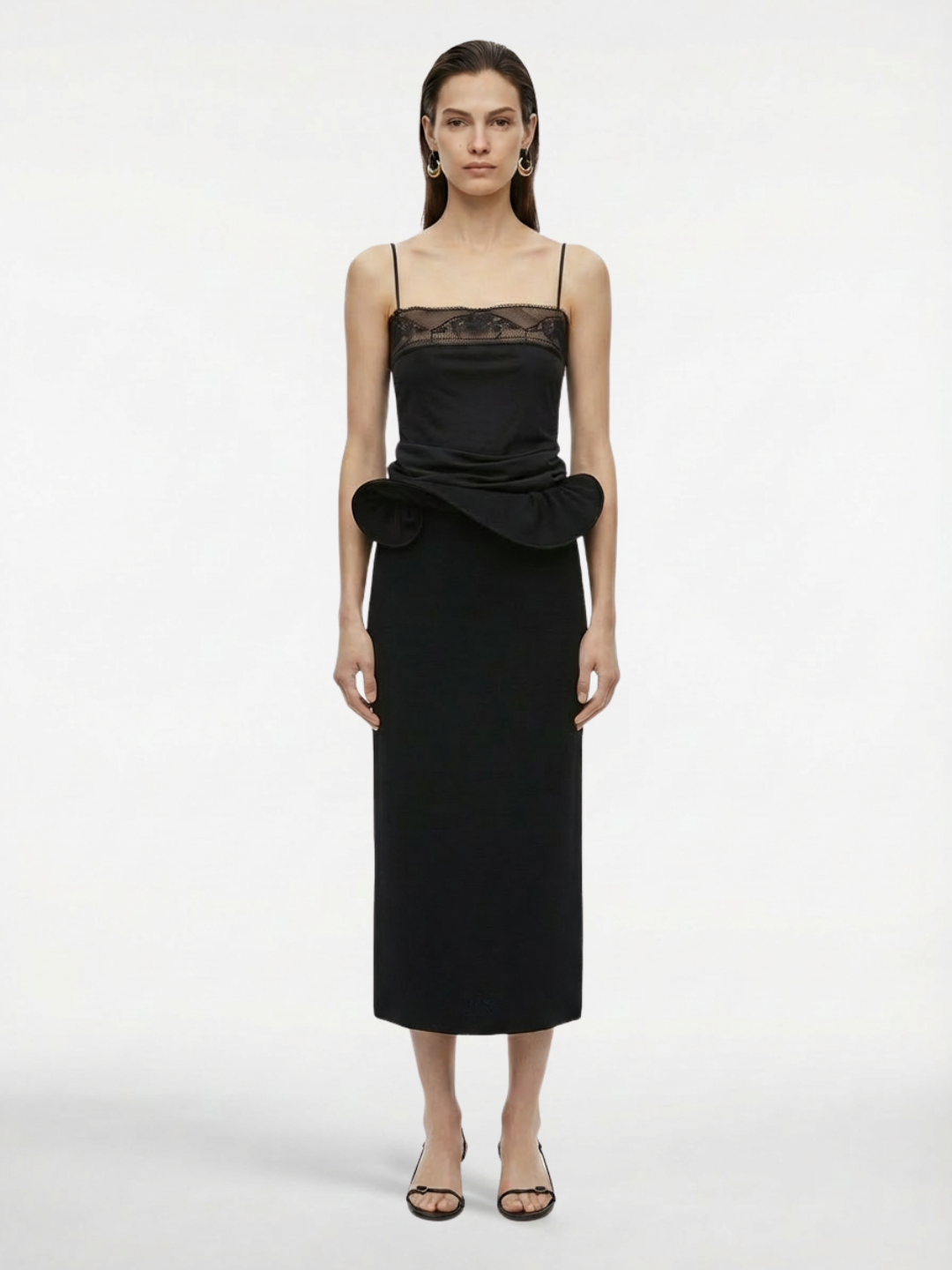 Midi Skirt with Hand-Twisted Flower Detail