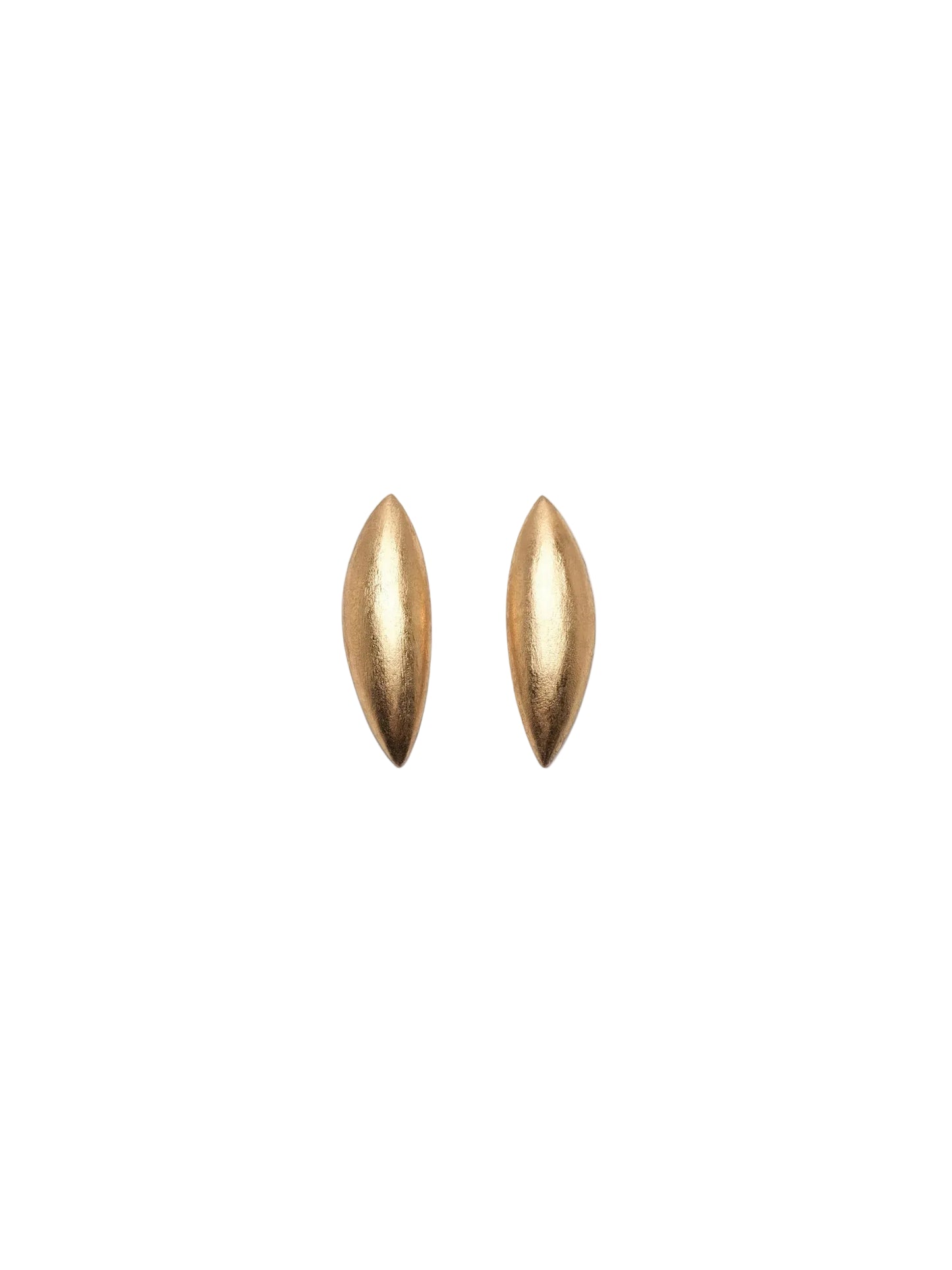 Pair of gold earrings on a white background