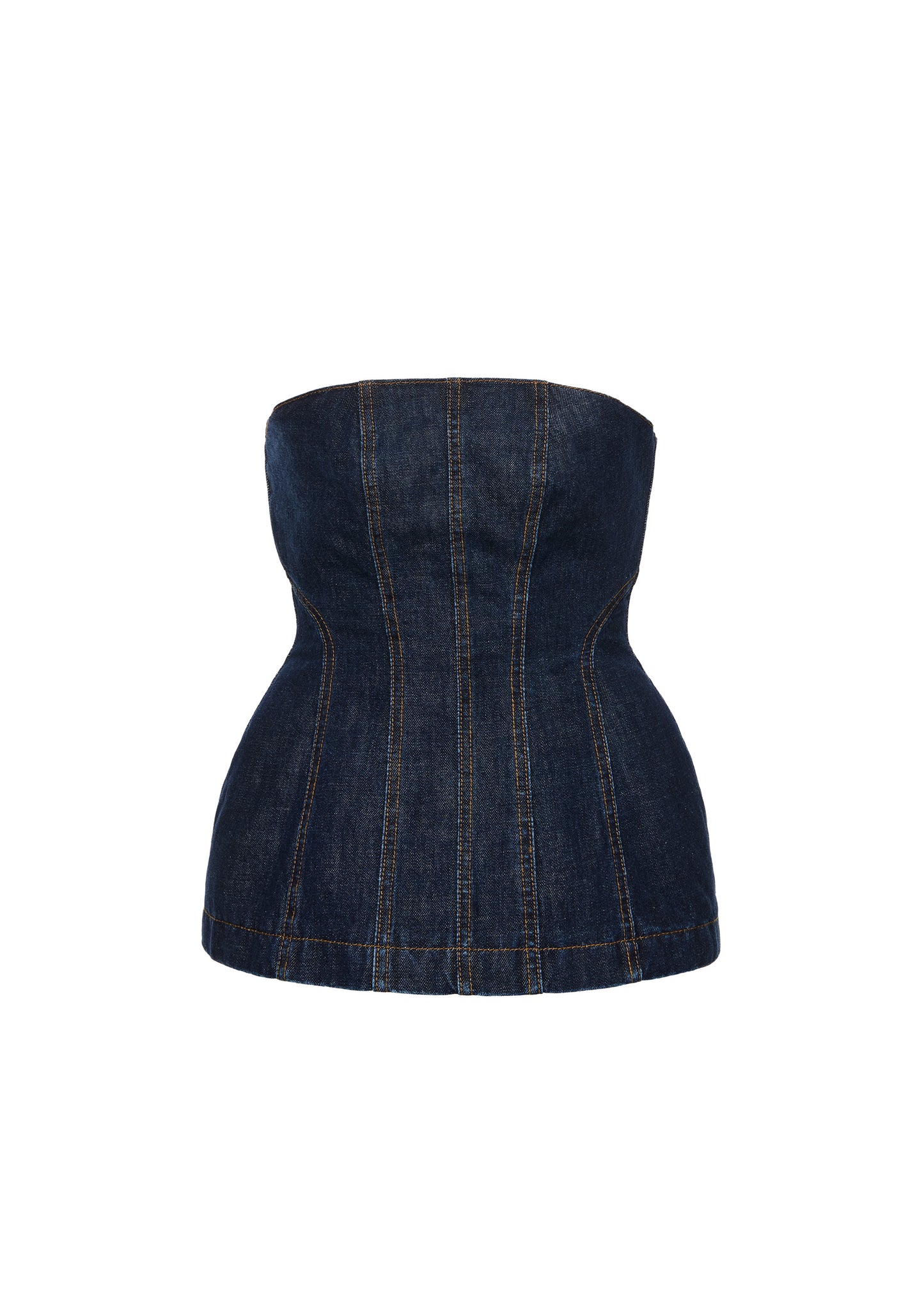 Strapless Denim Corset Top in Navy
