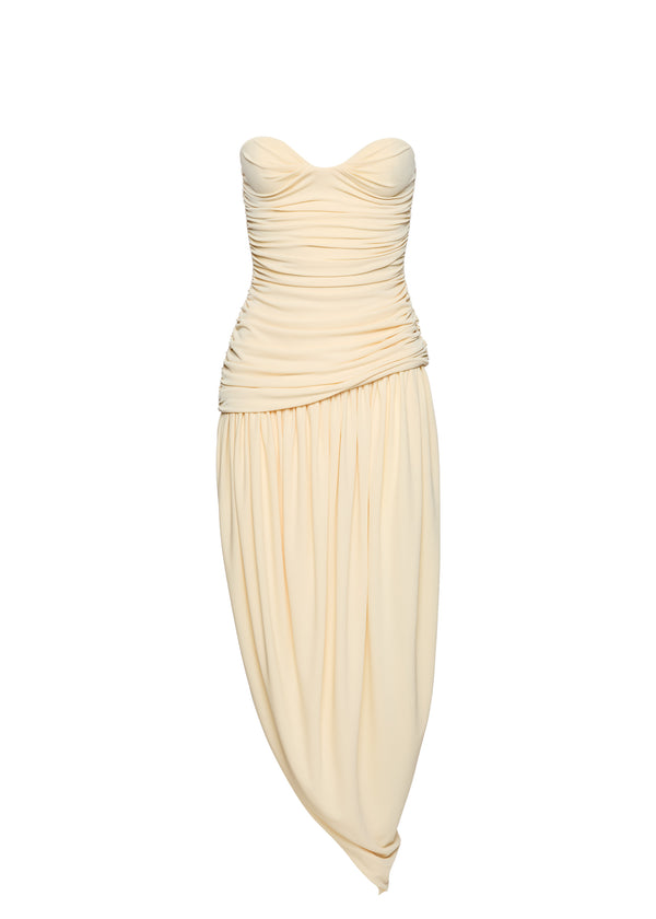 Magda Butrym Draped Bustier Dress in cream