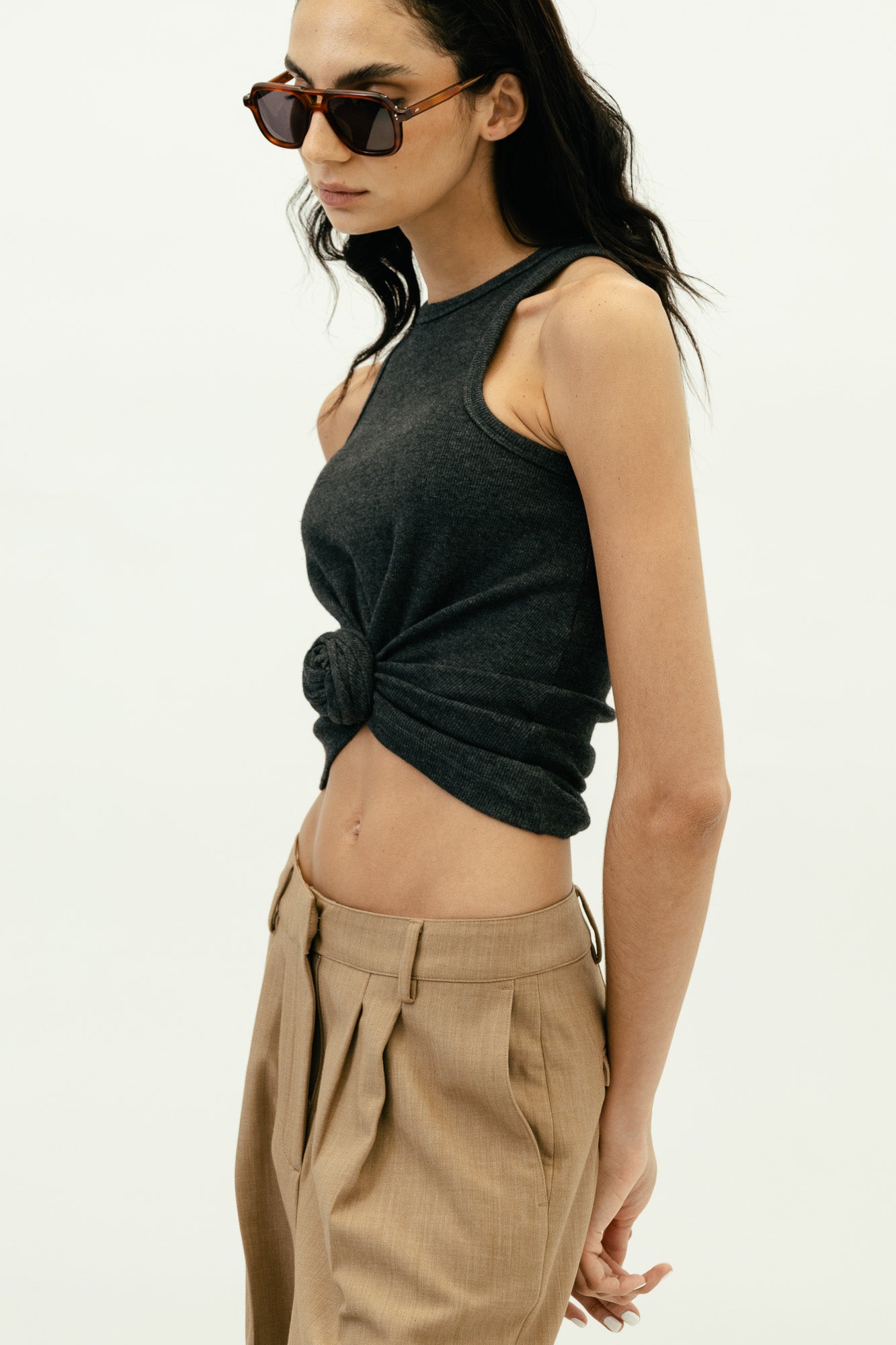 Knotted Tank Top in Grey