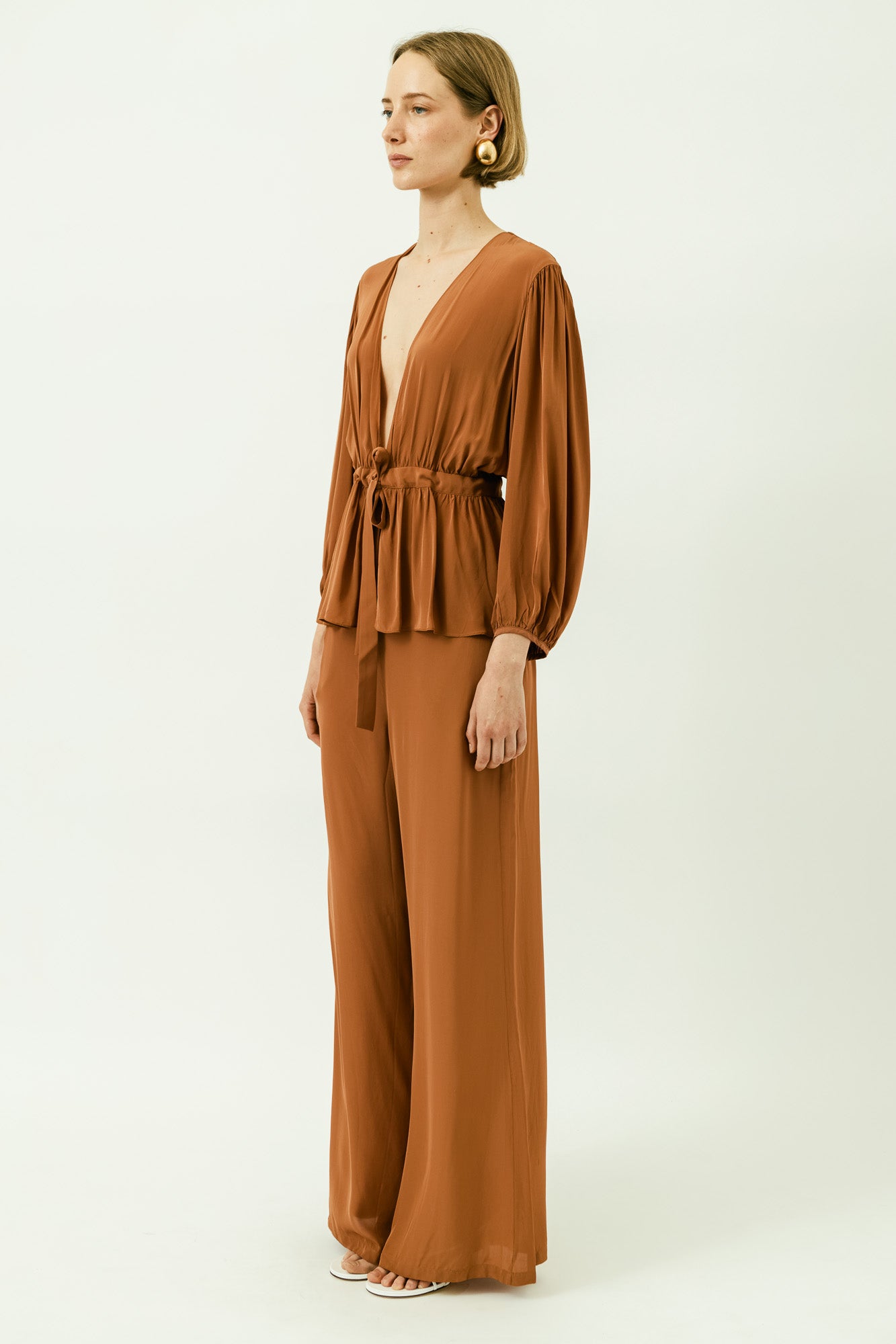 Solid Voluminous Sleeves Shirt