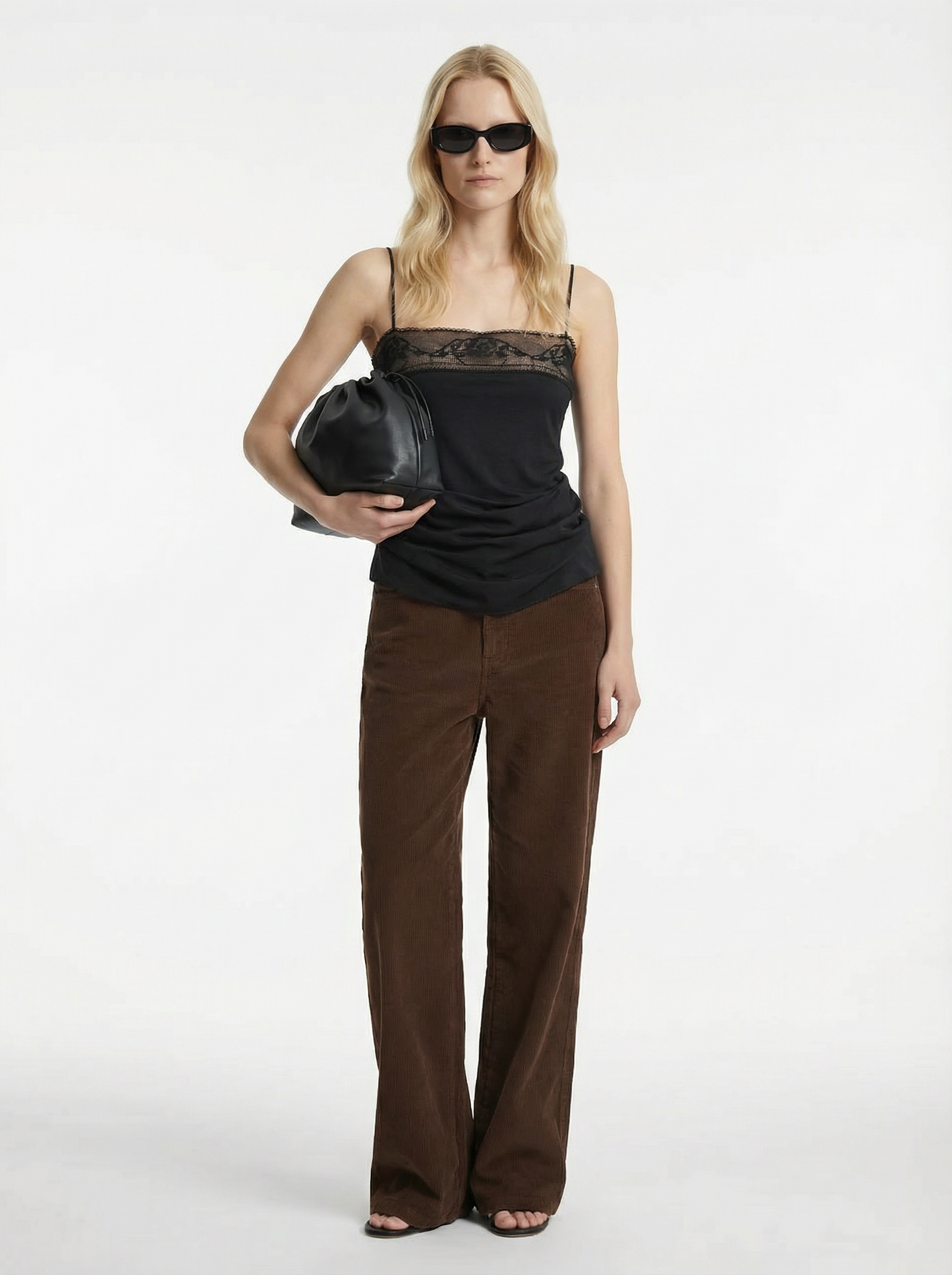 Draped Silk Lace-Trim Top