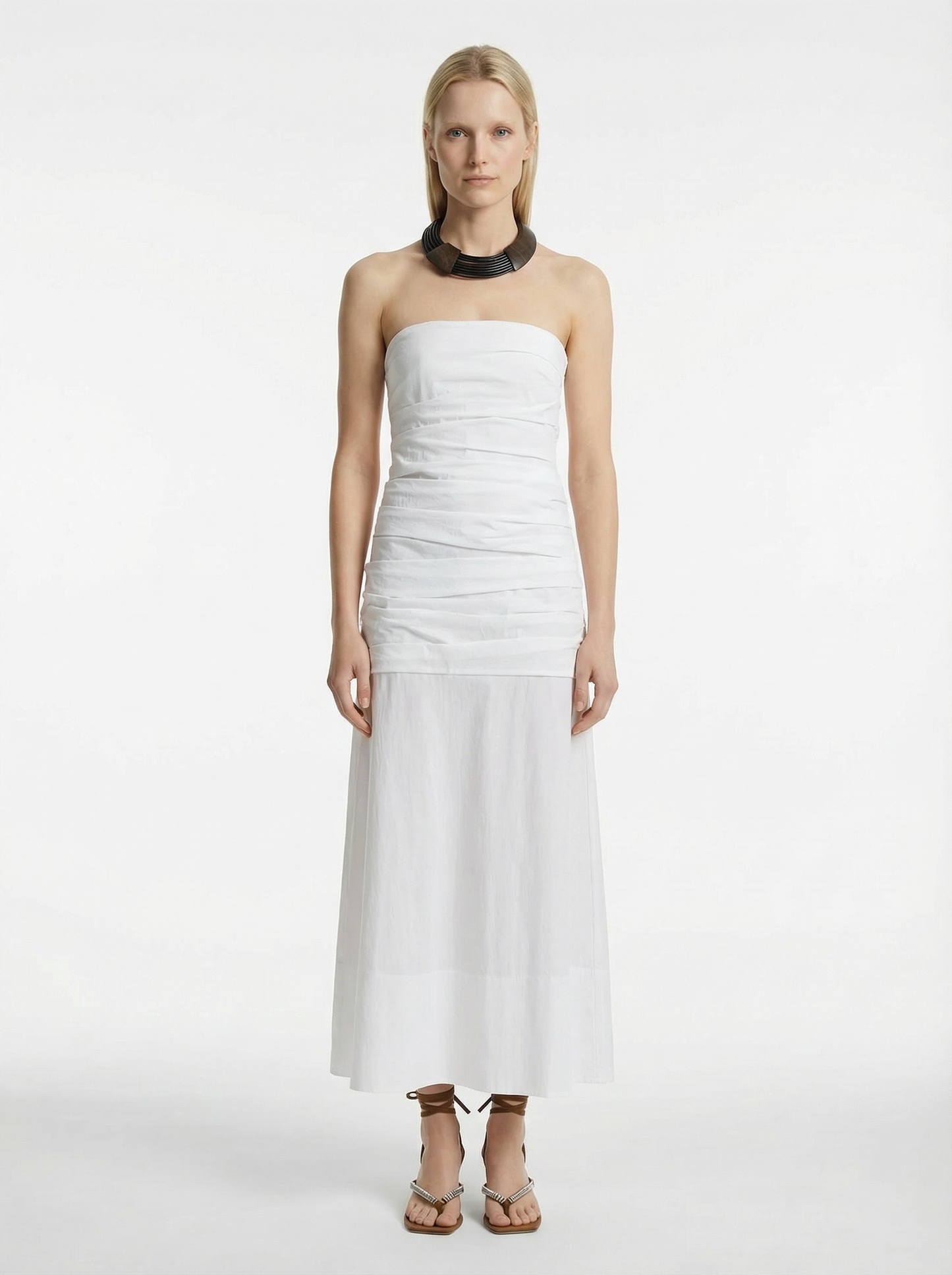 Gathered Strapless Longline Dress