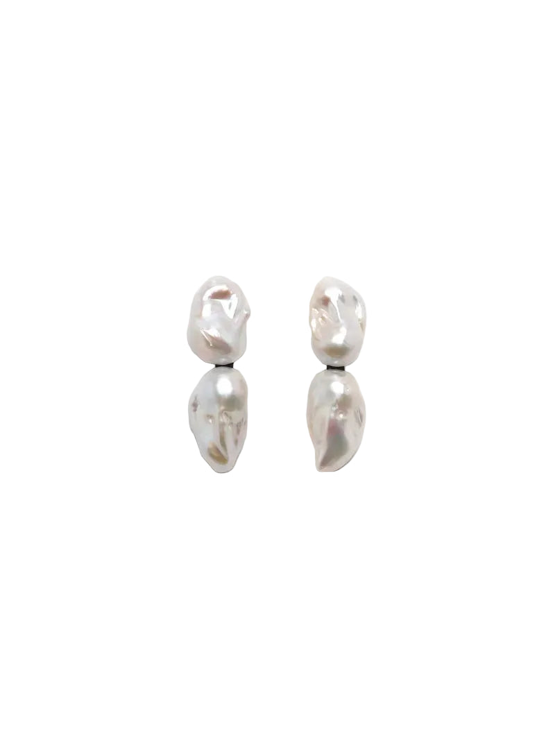 Pair of silver earrings on a white background