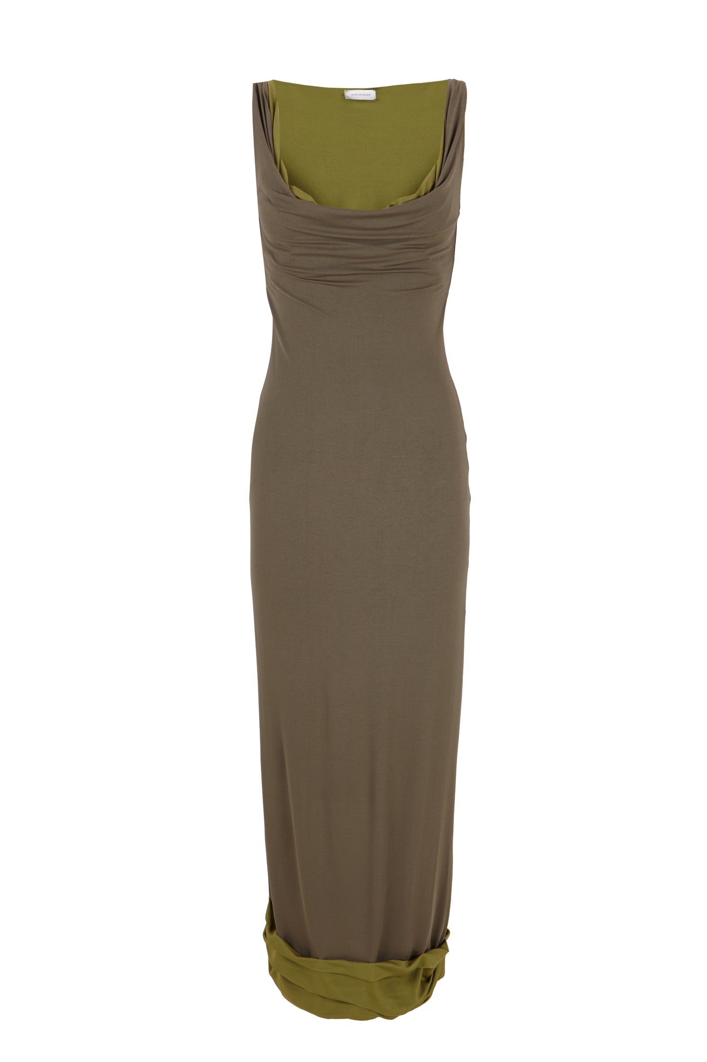 Double Layer Jersey Tank Dress in Khaki