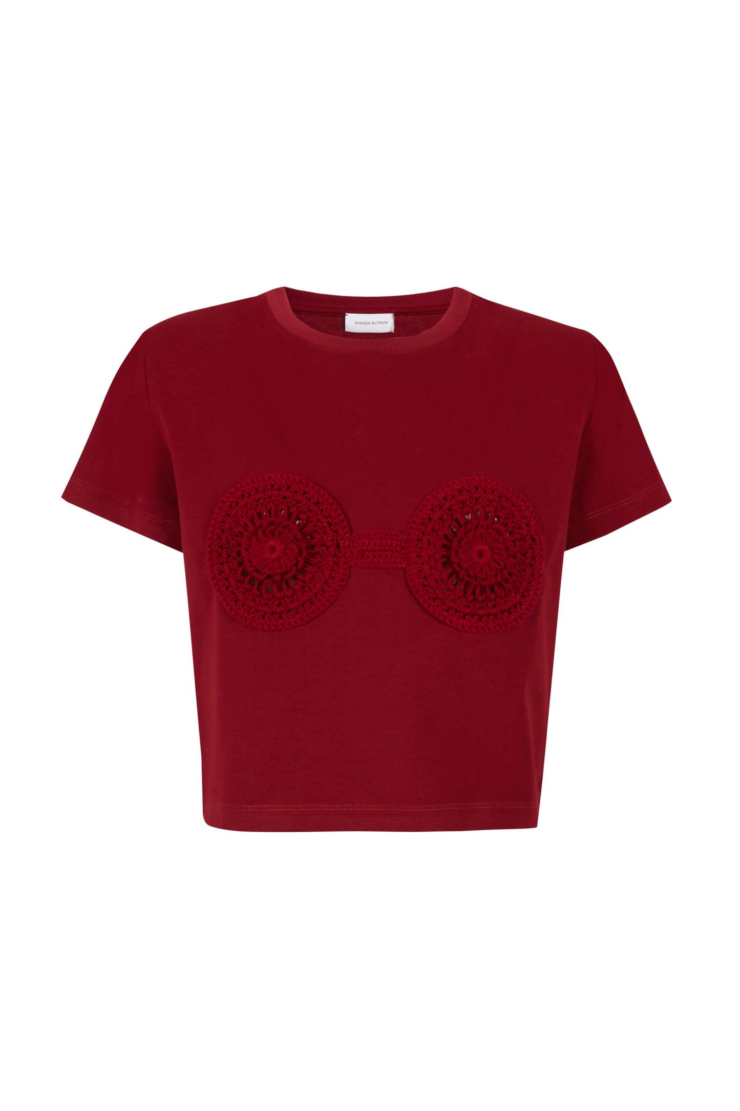 Crochet Bra T shirt in Bordeaux