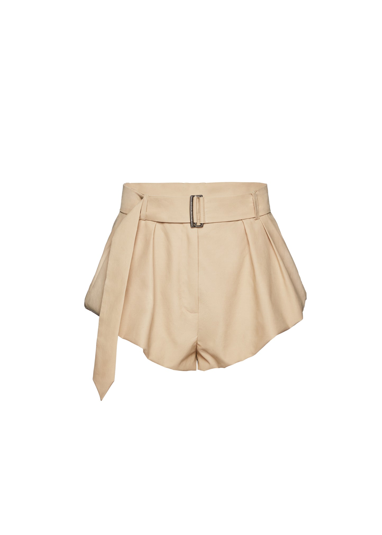 Flared Wool Shorts in Beige