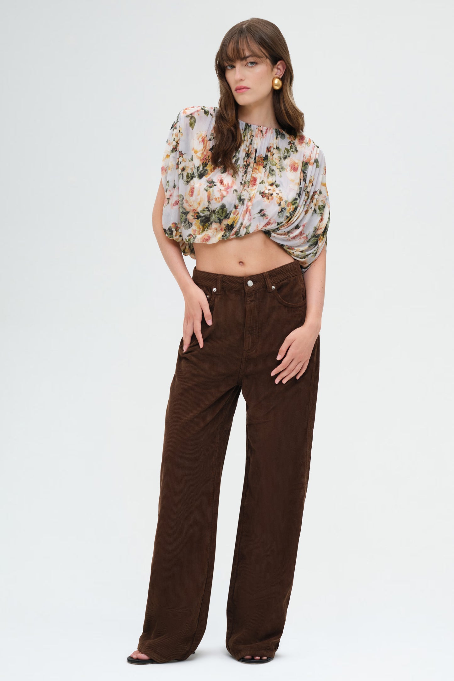 Sleeveless Ruched Bubble Top in Floral Print