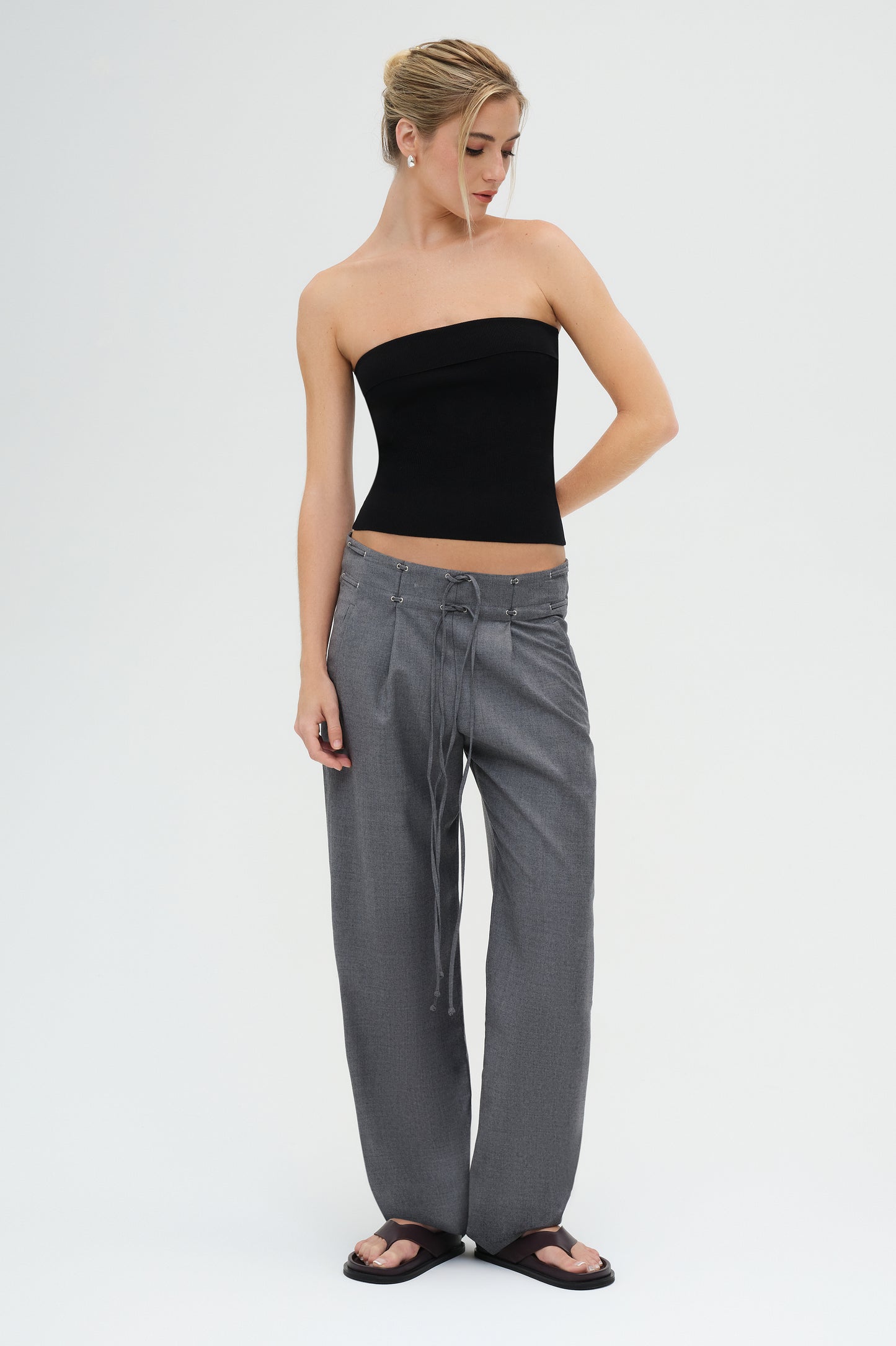Knit Strapless Top in Black