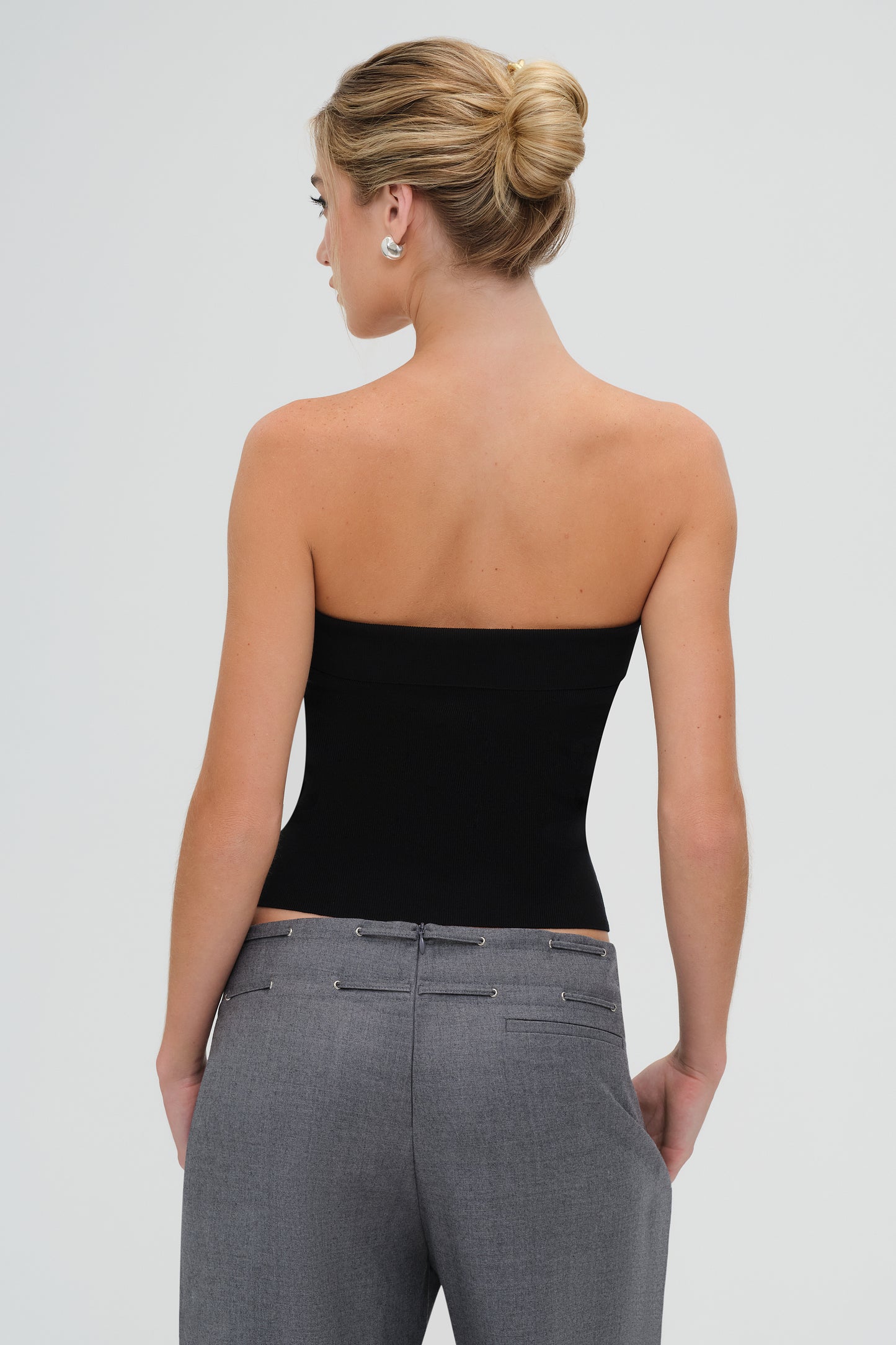 Knit Strapless Top in Black