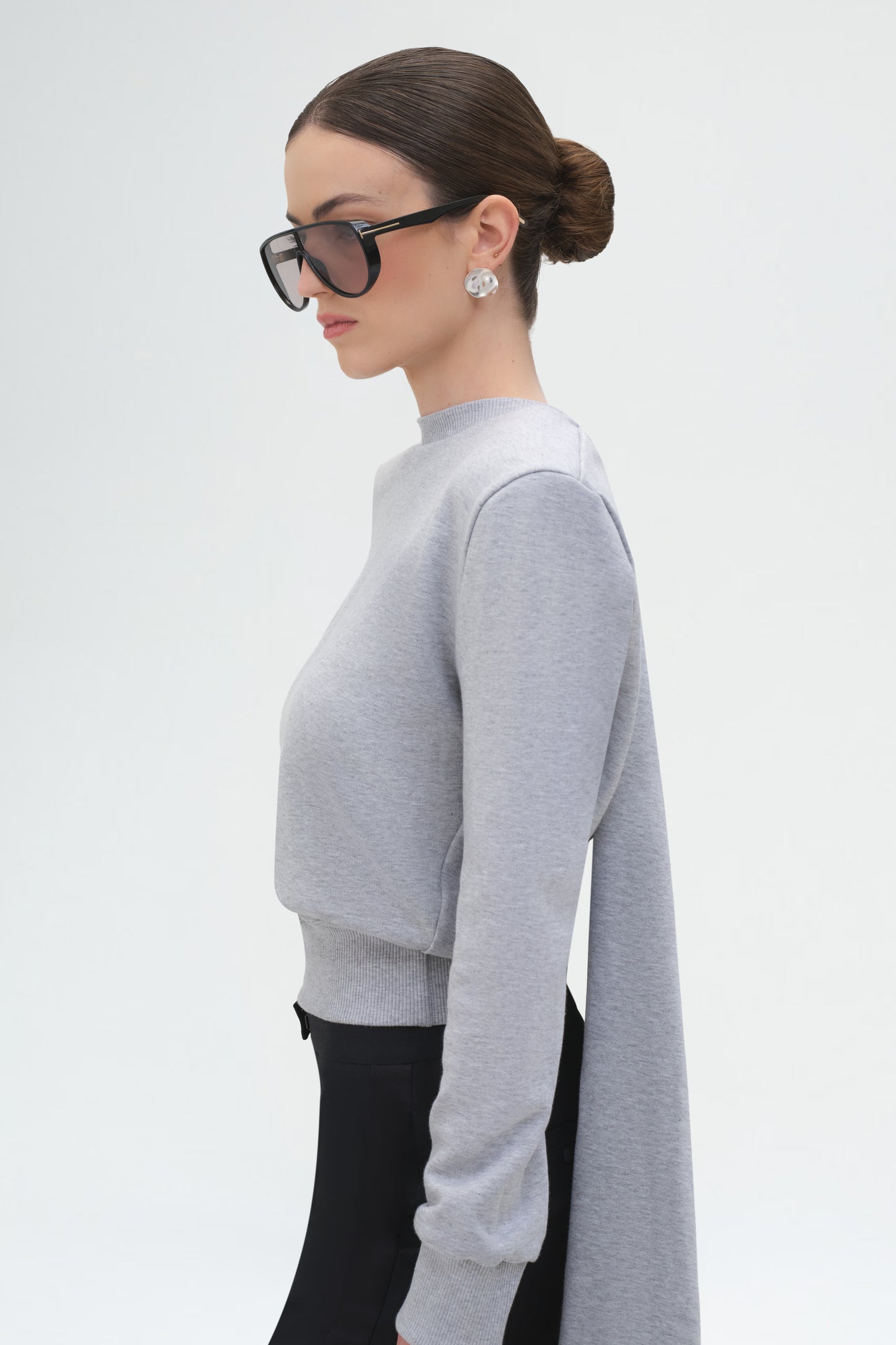 Sculptural Petal Link Earrings in Silver