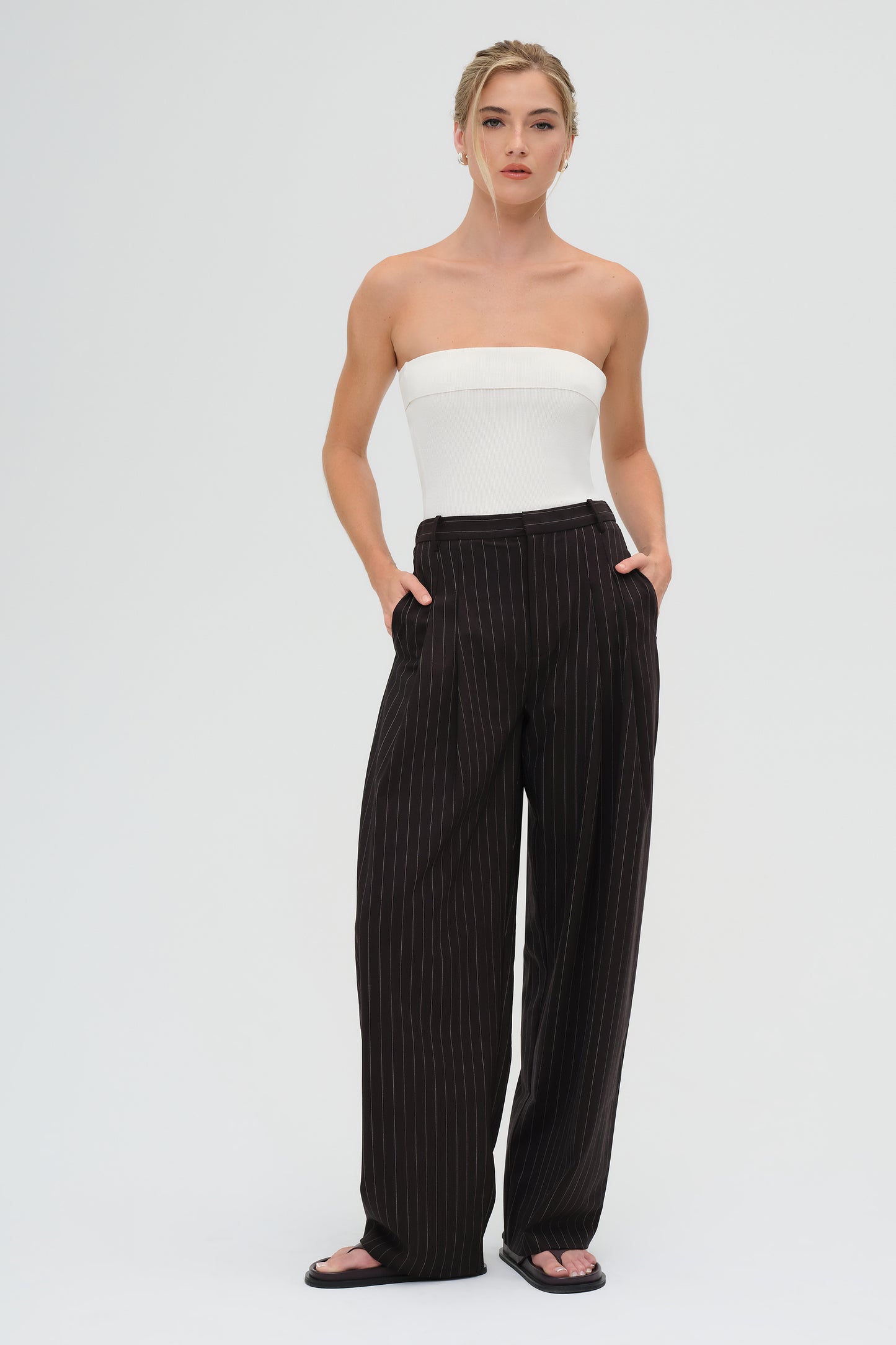 Knit Strapless Top in White