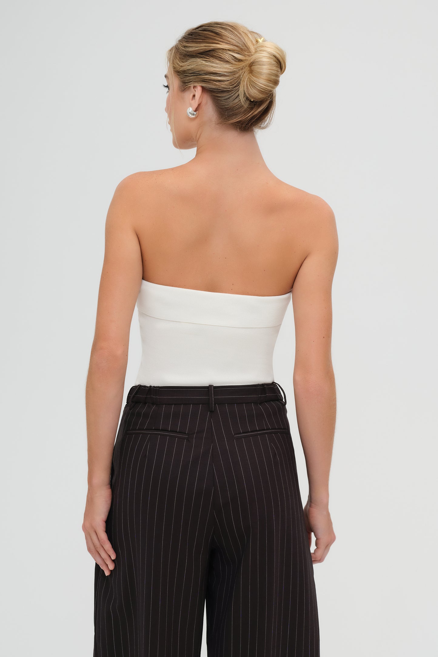 Knit Strapless Top in White