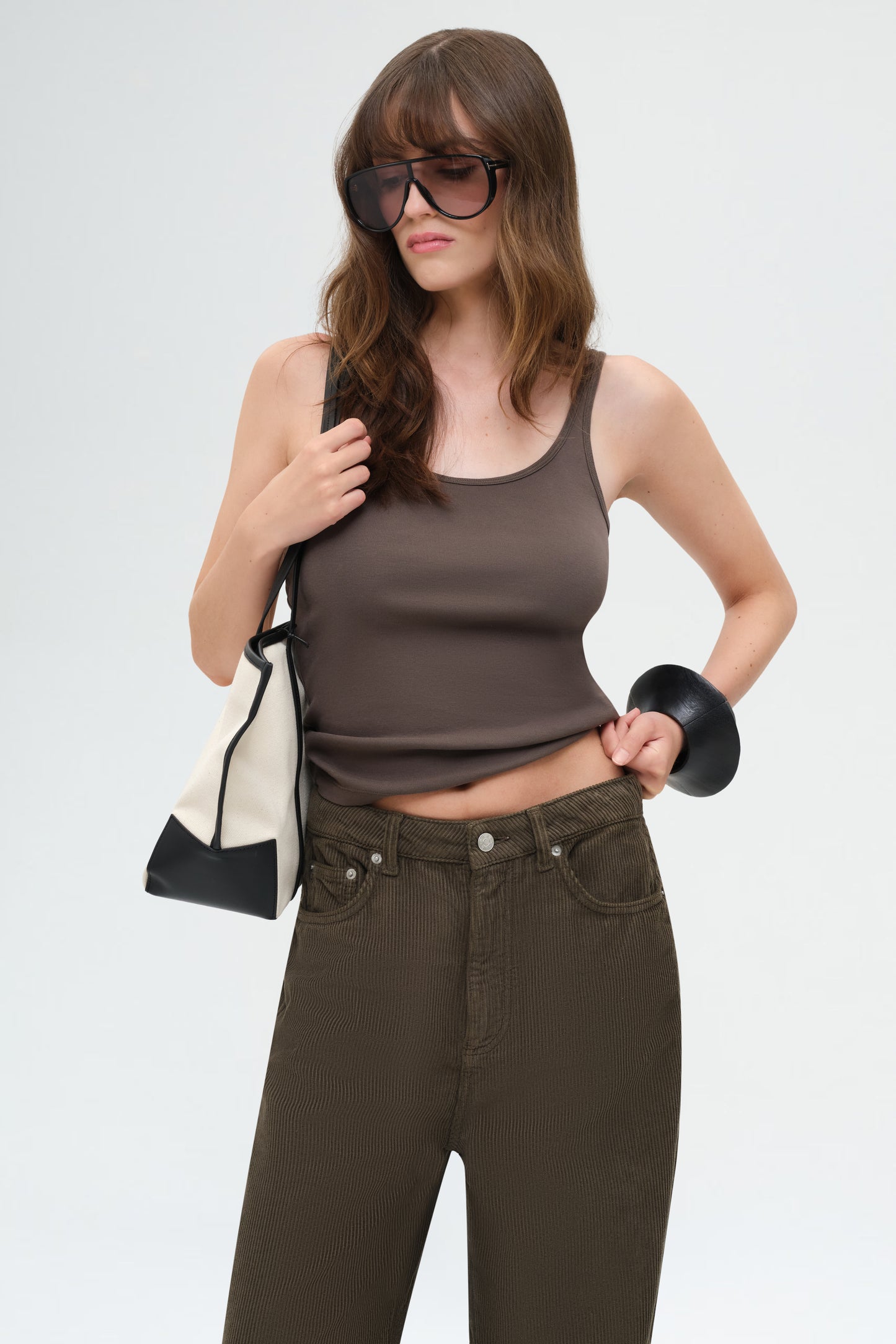 Organic Cotton Slim Scoop Tank | Khaki