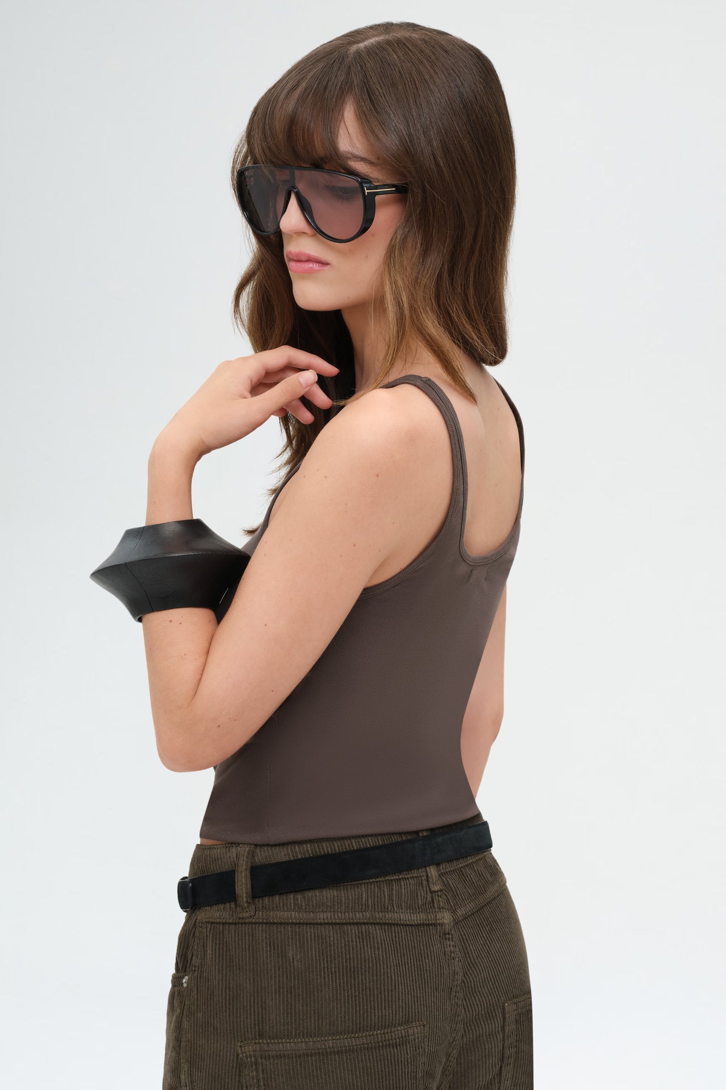 Organic Cotton Slim Scoop Tank | Khaki