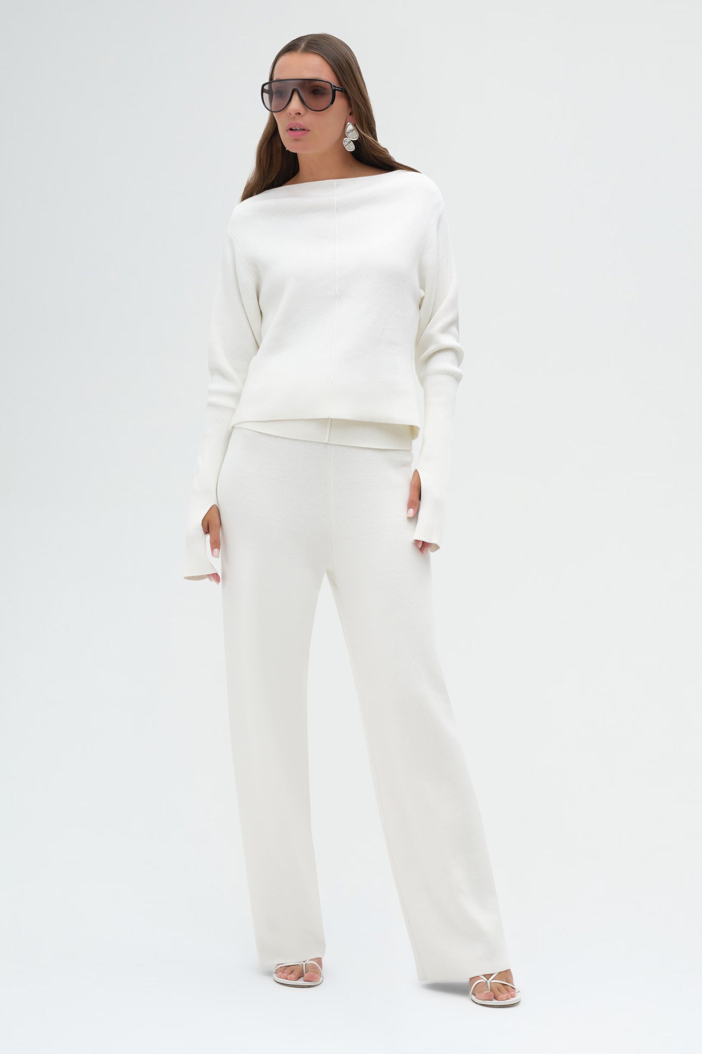 Off Shoulder Seam Long Sleeve Top