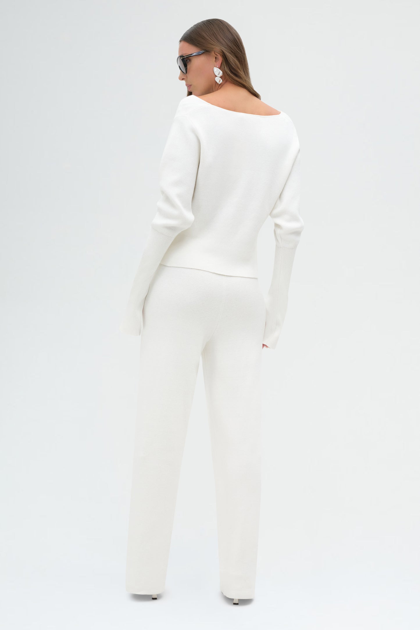 Off Shoulder Seam Long Sleeve Top