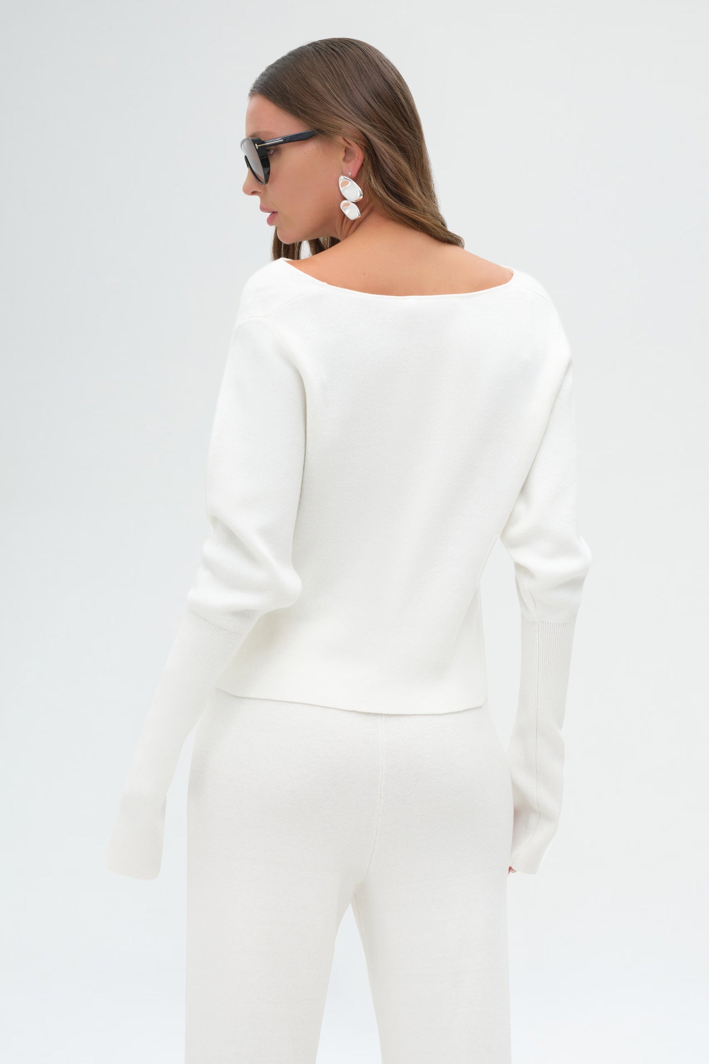 Off Shoulder Seam Long Sleeve Top