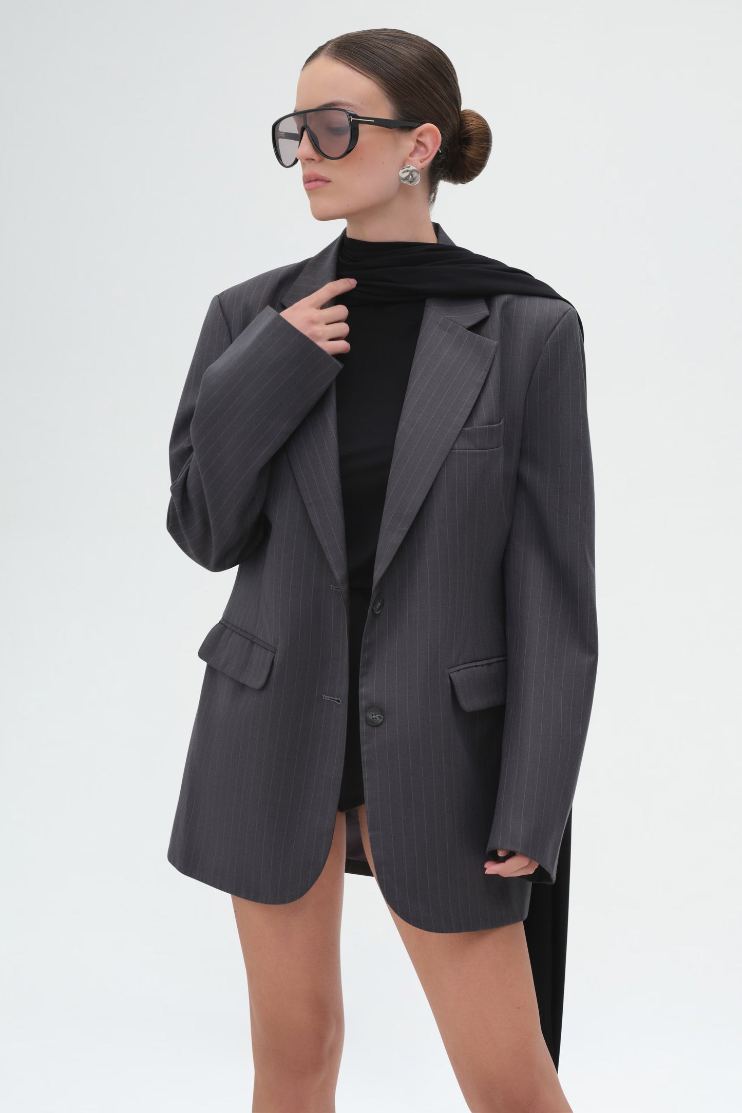 Oversize Blazer in Pinstripe Twill