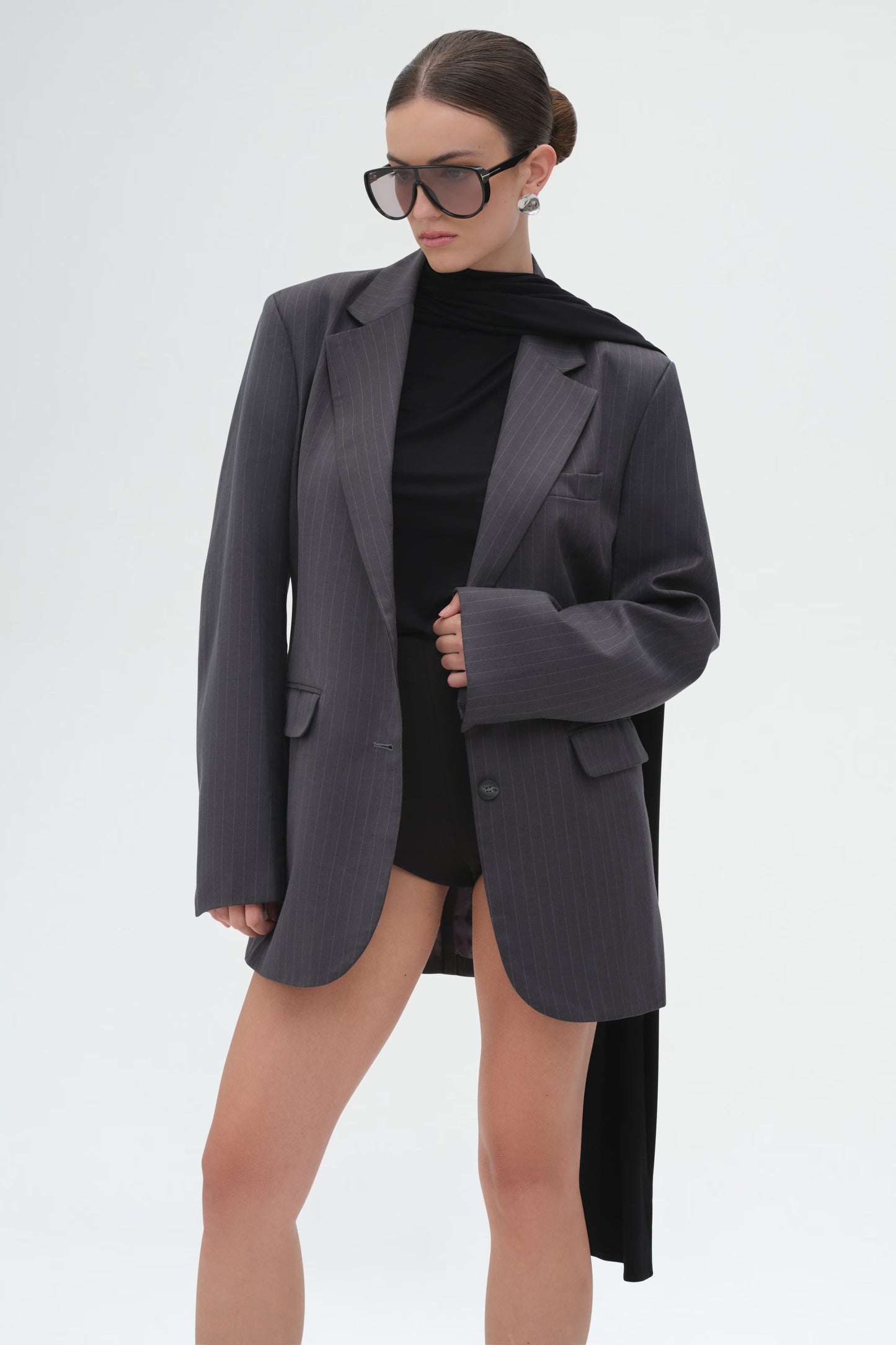 Oversize Blazer in Pinstripe Twill