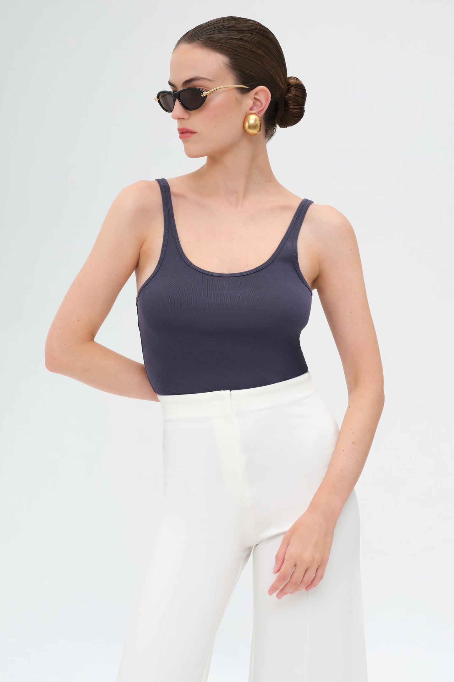 Organic Cotton Slim Scoop Tank | Storm