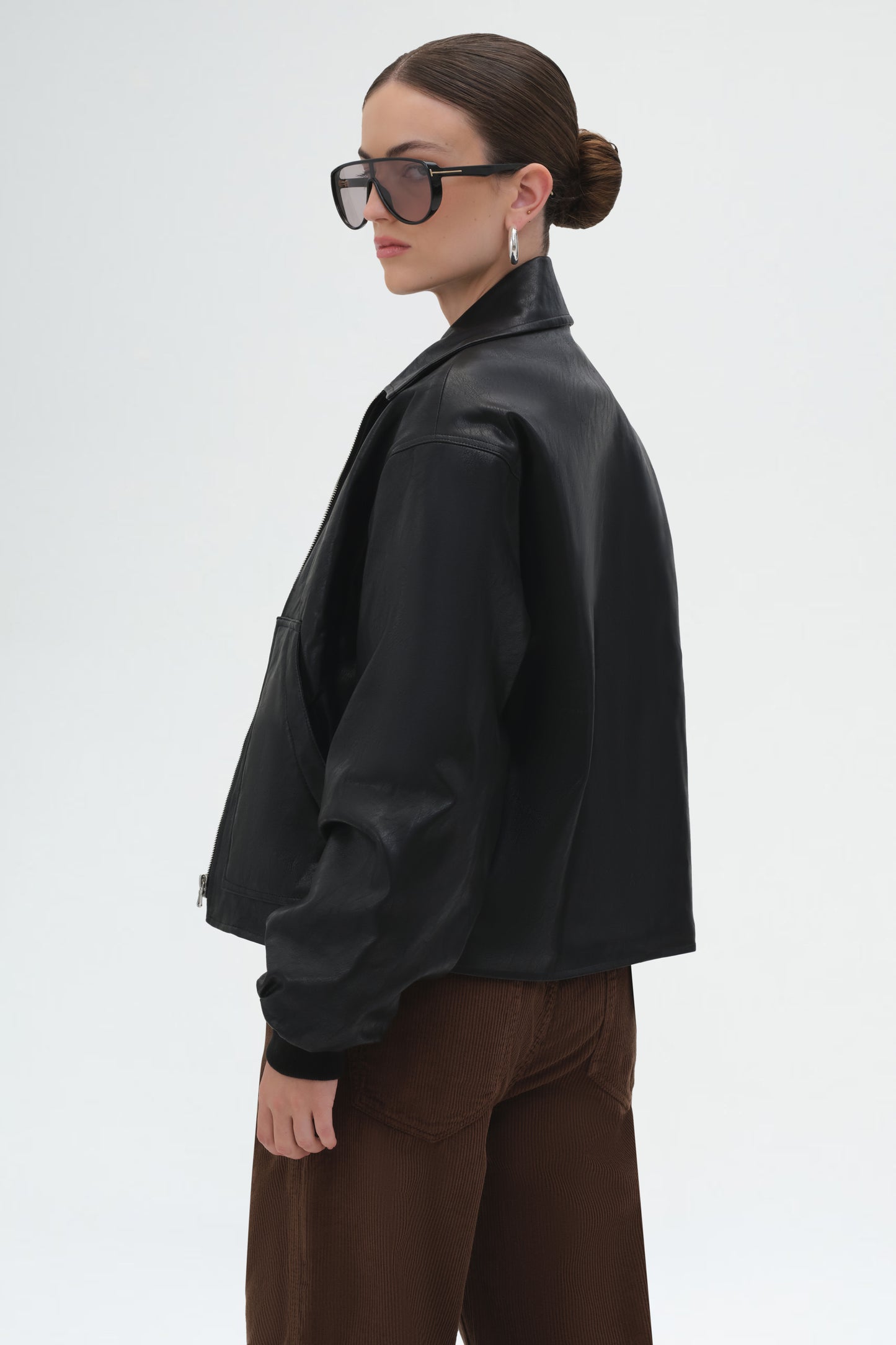 Faux Leather Bomber Jacket
