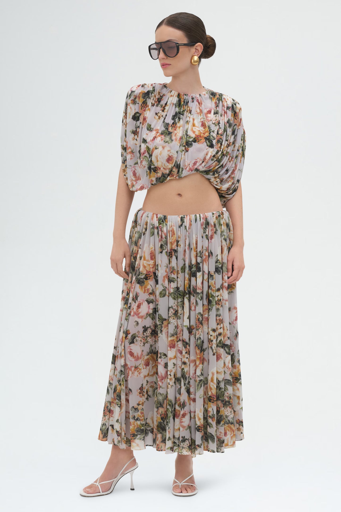 Gathered Waist Skirt in Floral Print