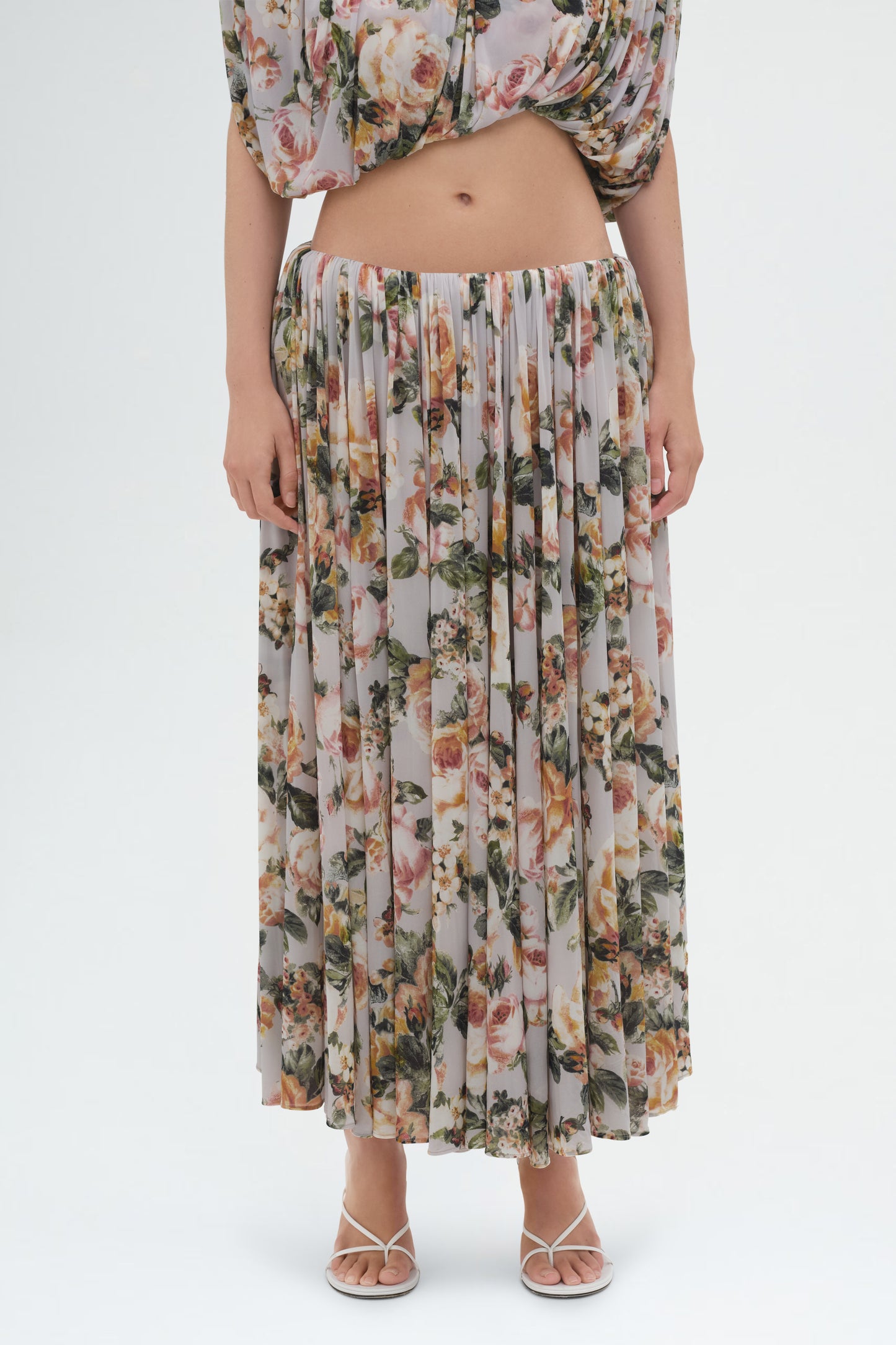 Gathered Waist Skirt in Floral Print