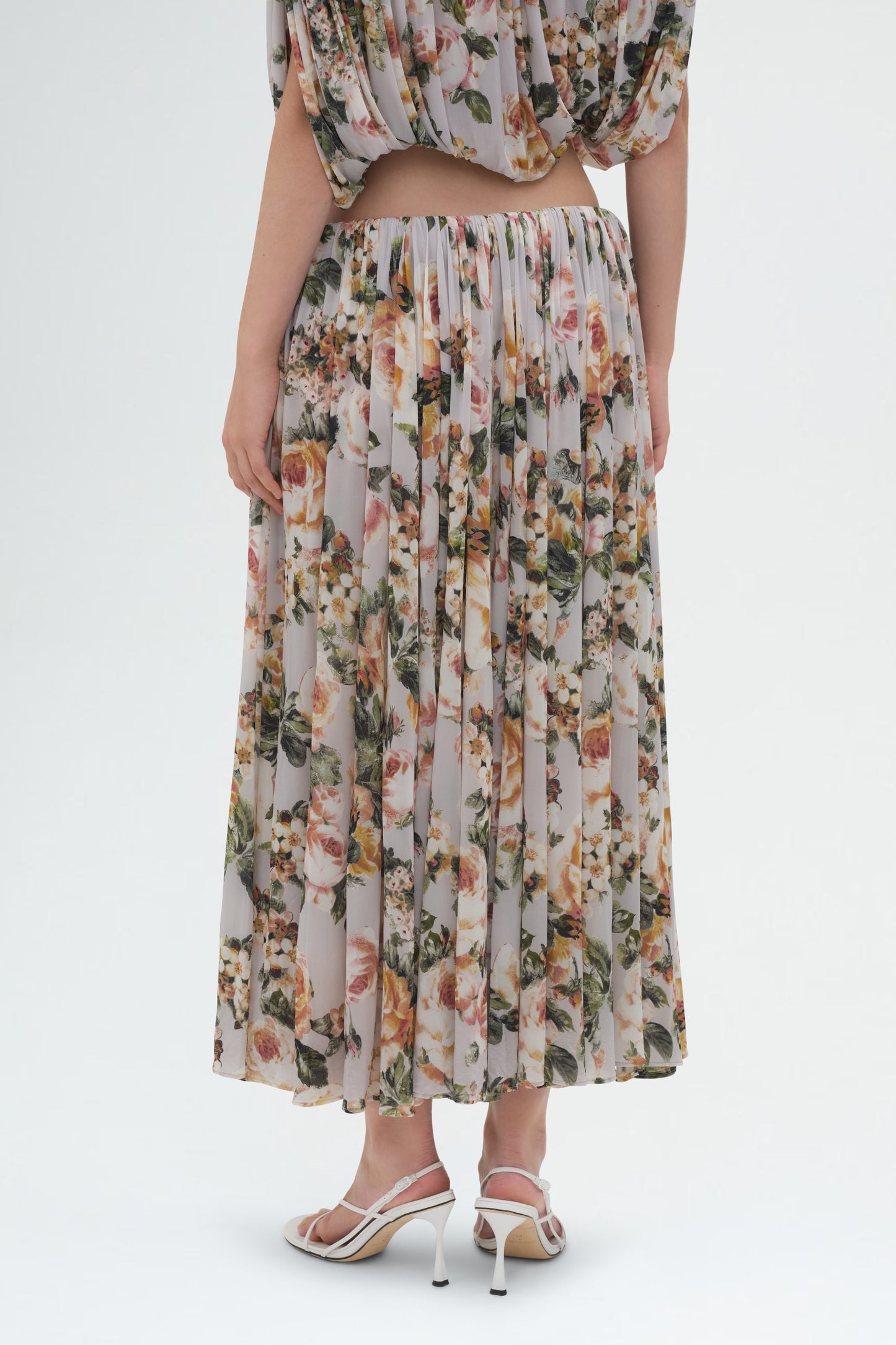 Gathered Waist Skirt in Floral Print