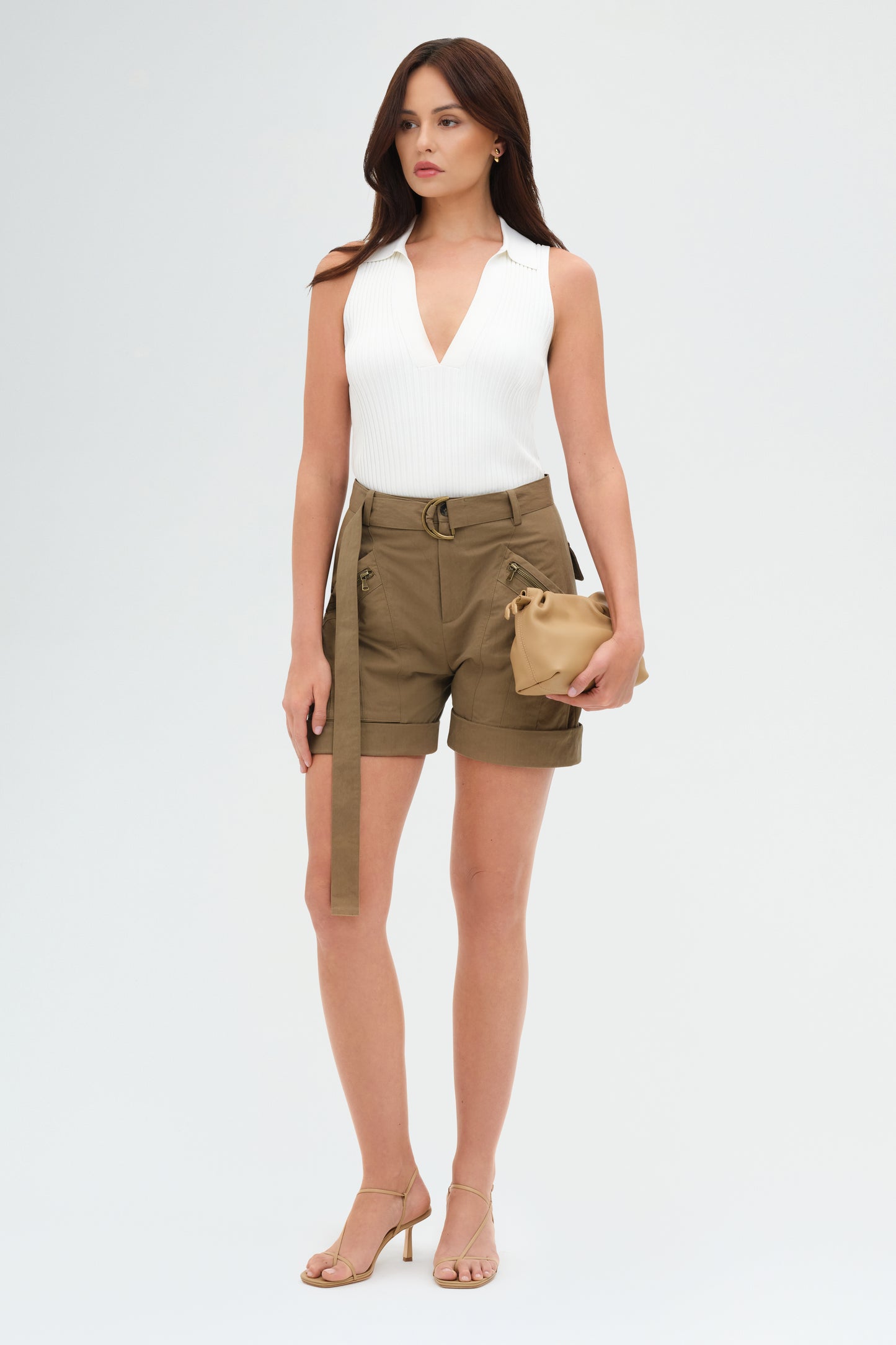 Kenzie Polo Neck Tank Top | White