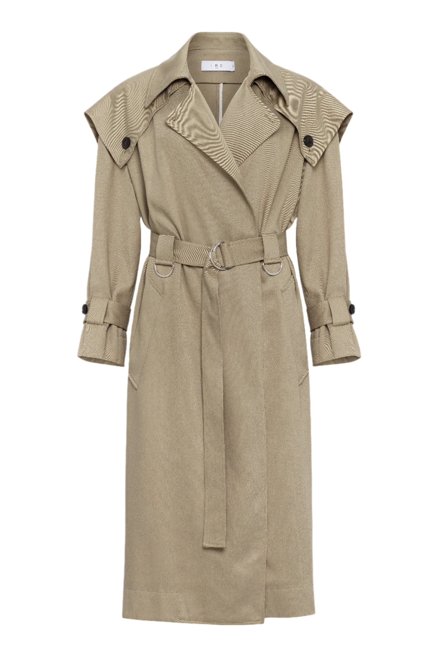 Beige trench coat on a white background