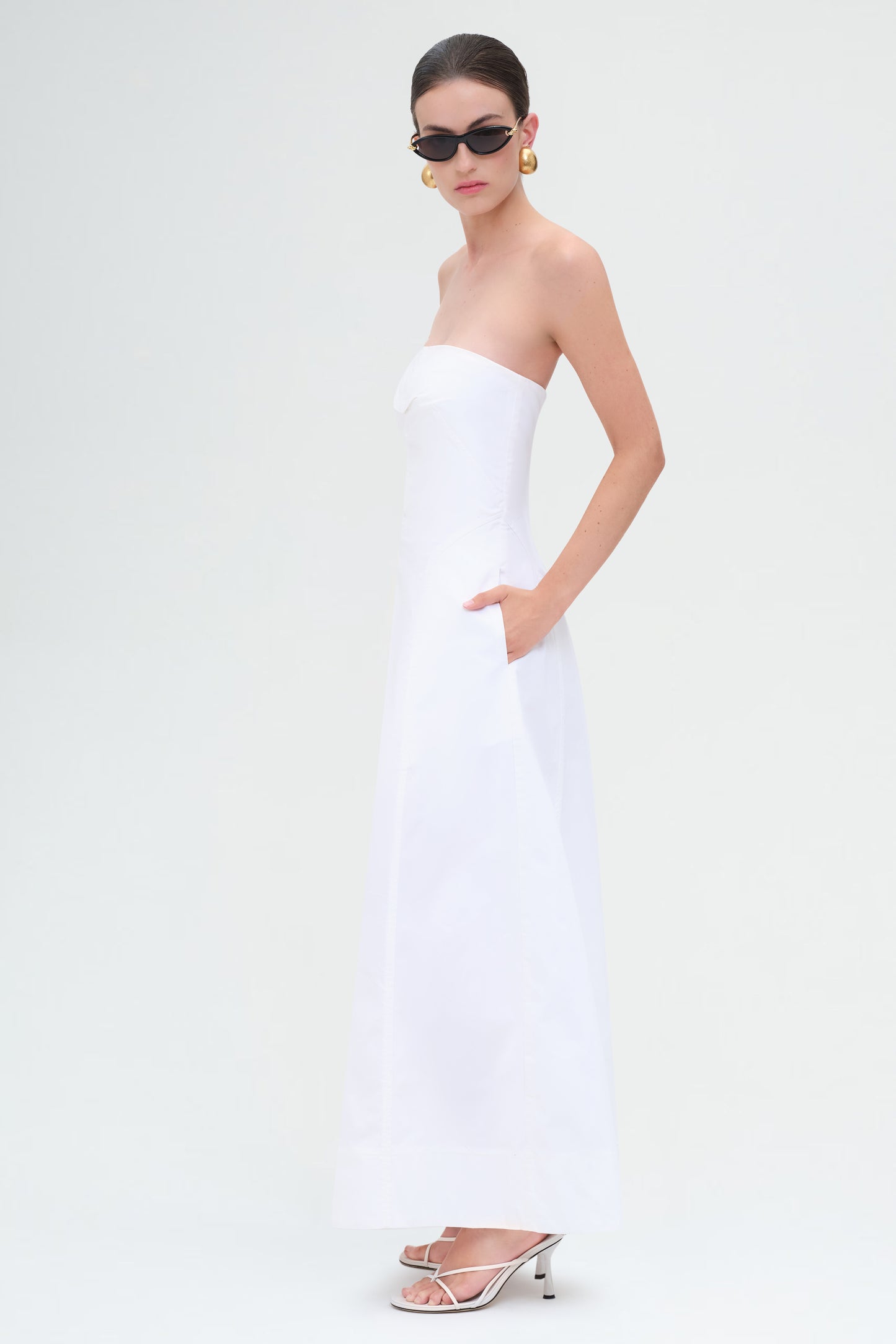 Sculpted Cotton Strapless Dress