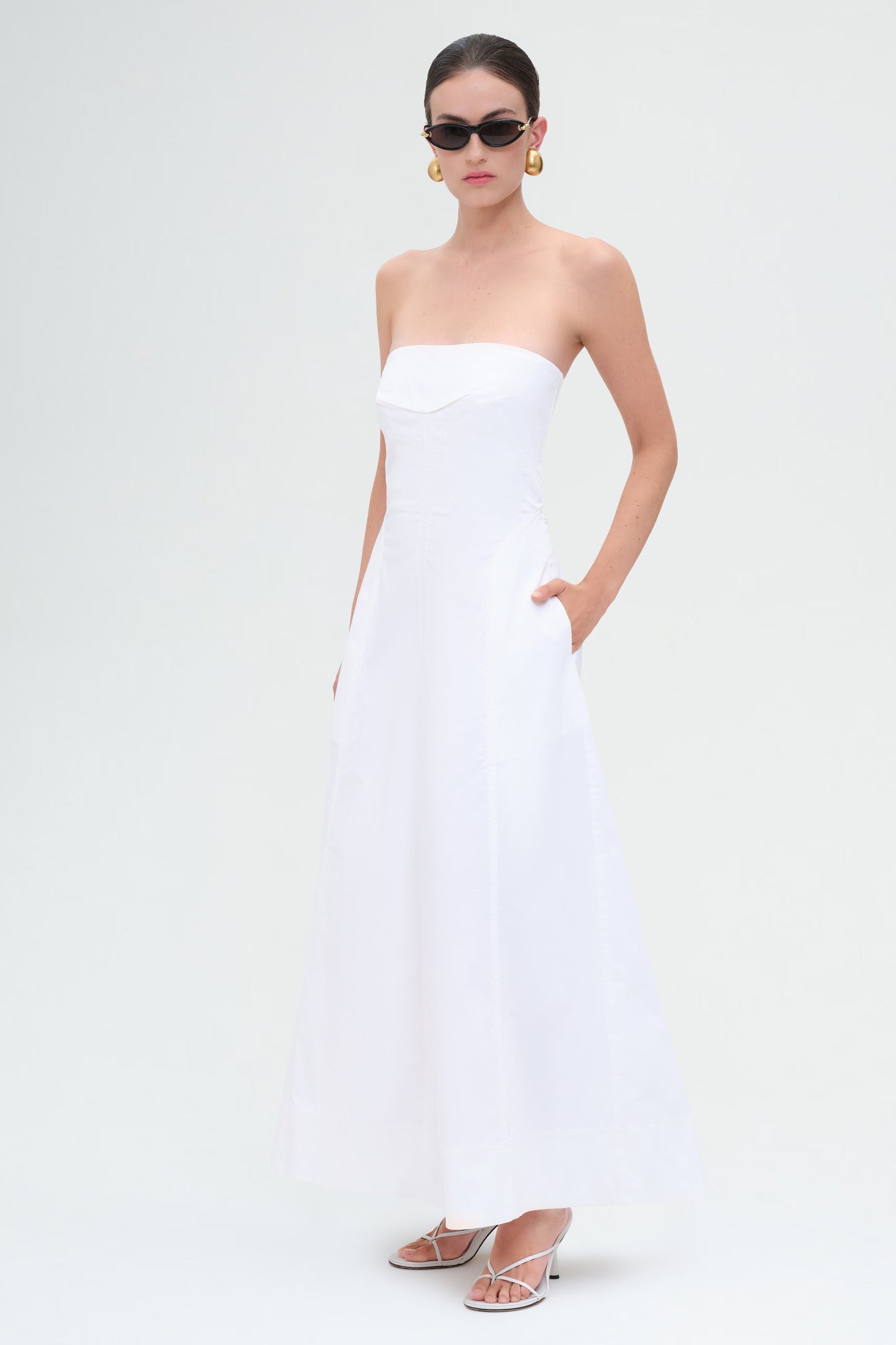 Sculpted Cotton Strapless Dress