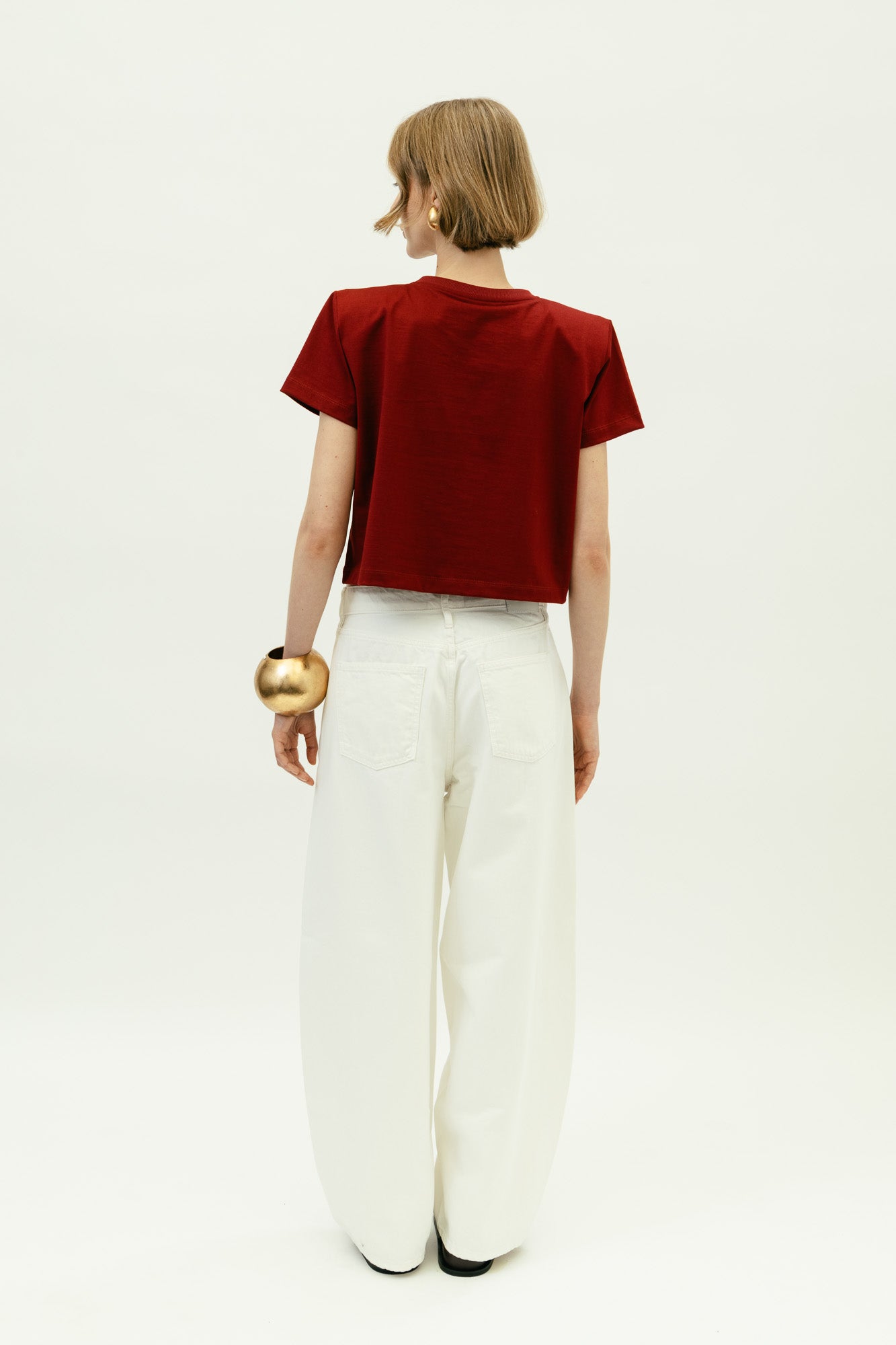 Crochet Bra T shirt in Bordeaux