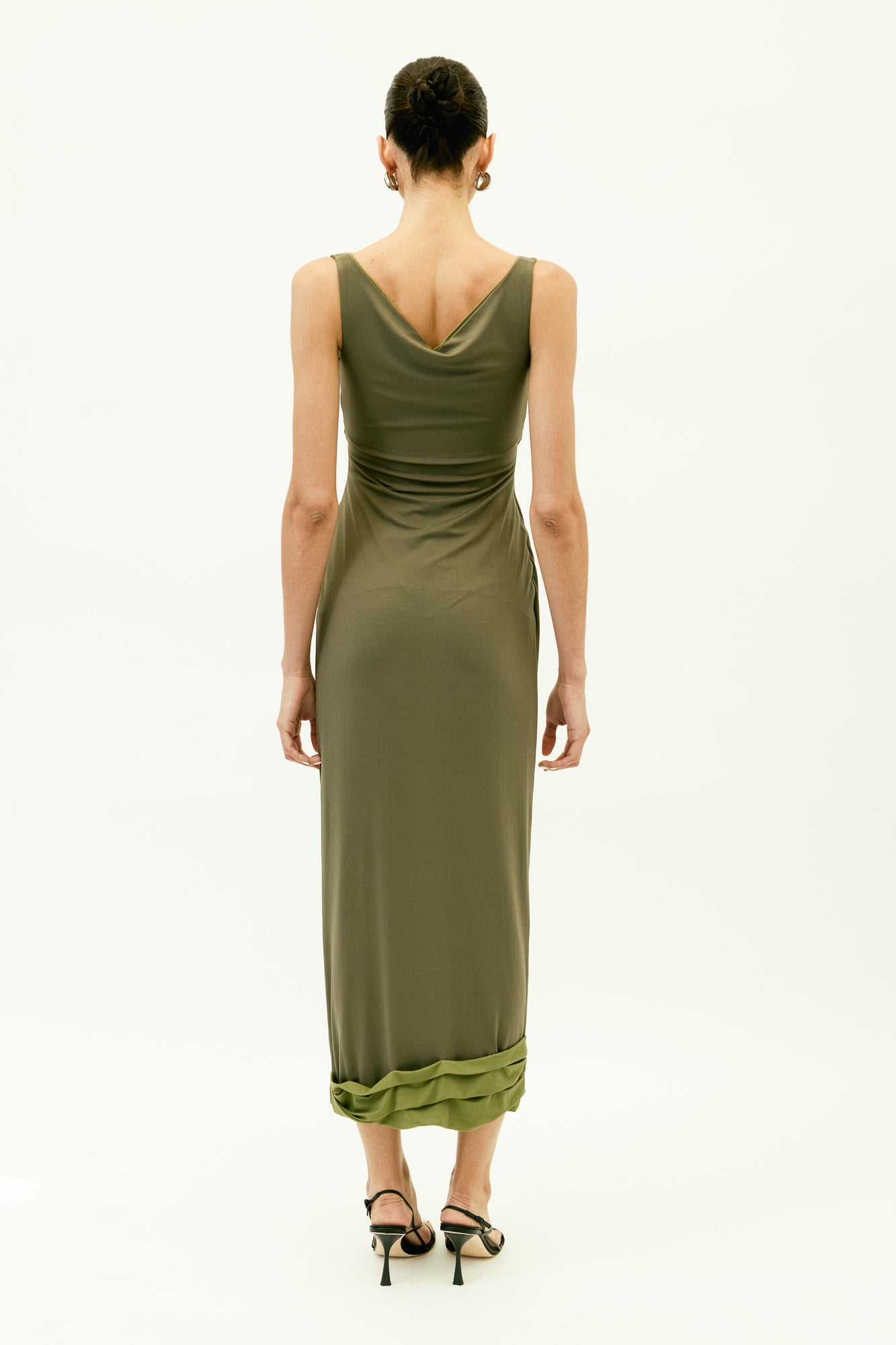 Double Layer Jersey Tank Dress in Khaki