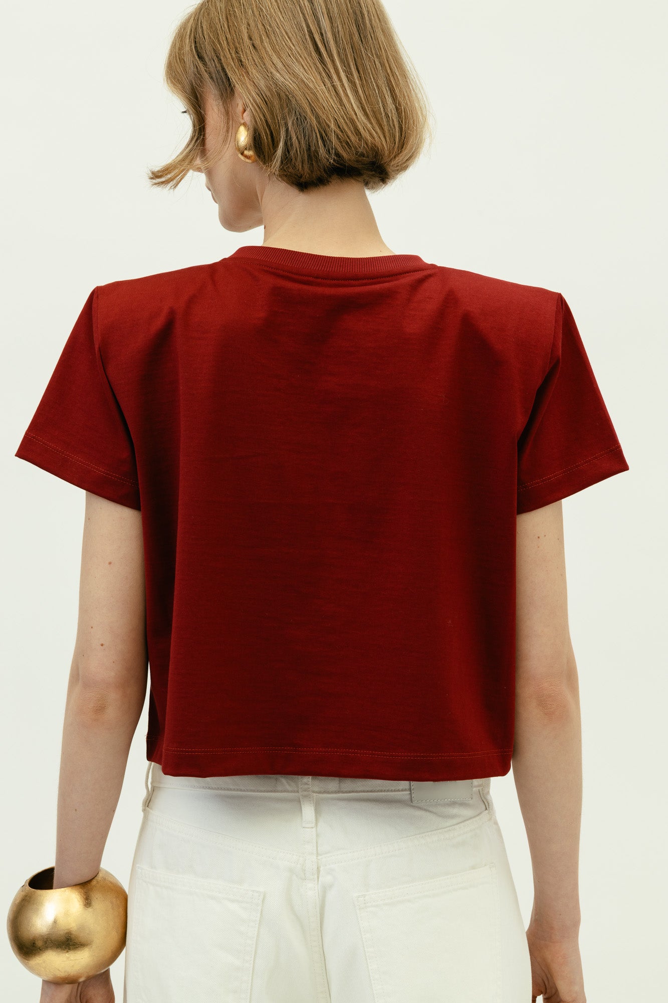 Crochet Bra T shirt in Bordeaux