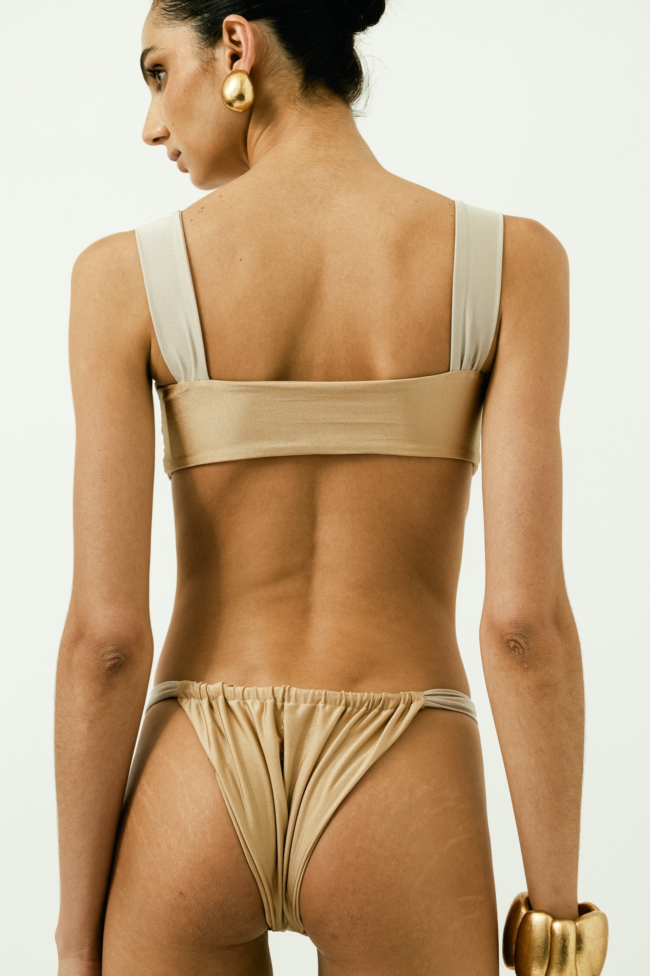Ana de Bretaña Bikini Bottom in Light Brown Silver Gray
