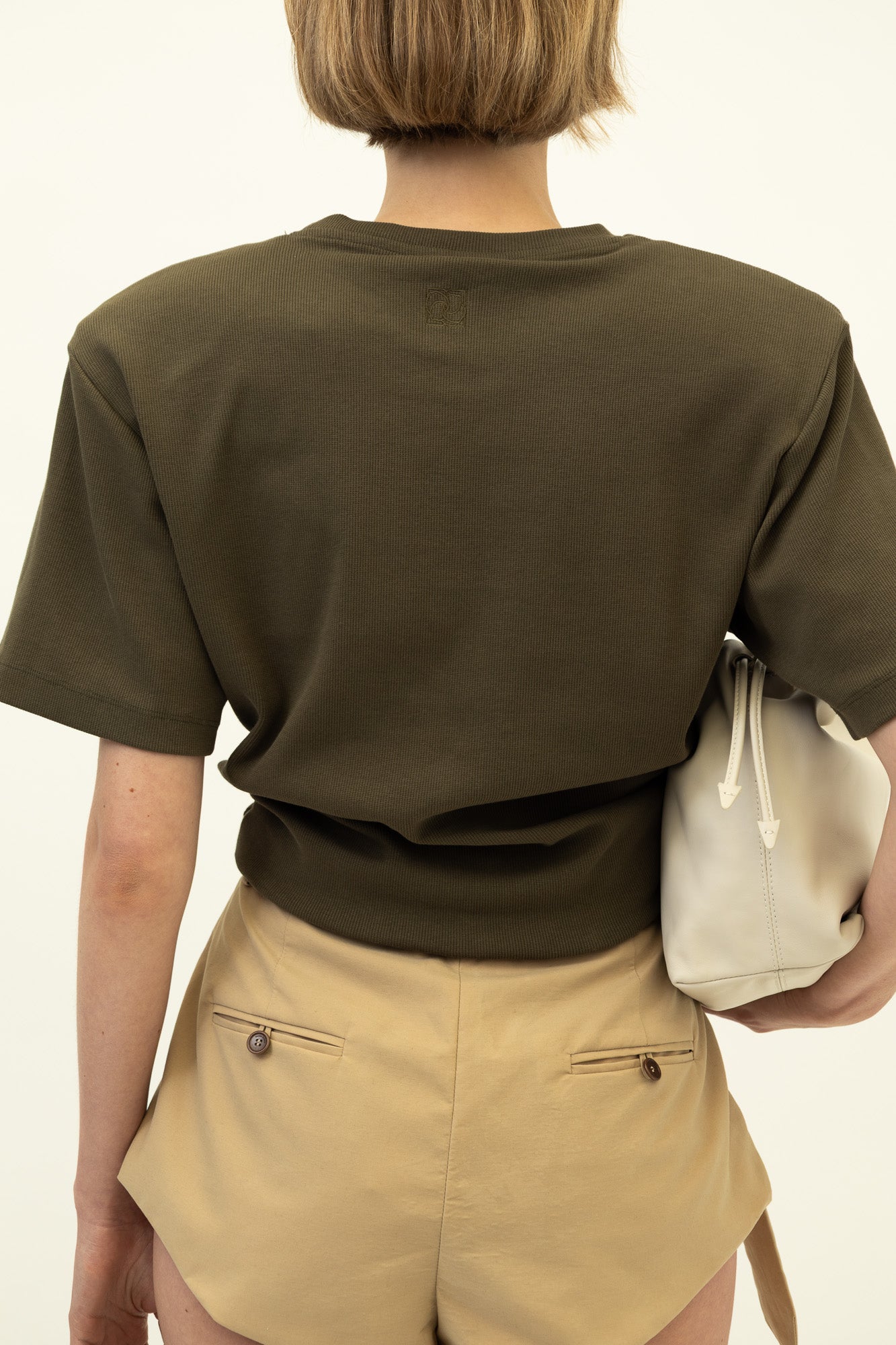 Knotted T-shirt in Khaki