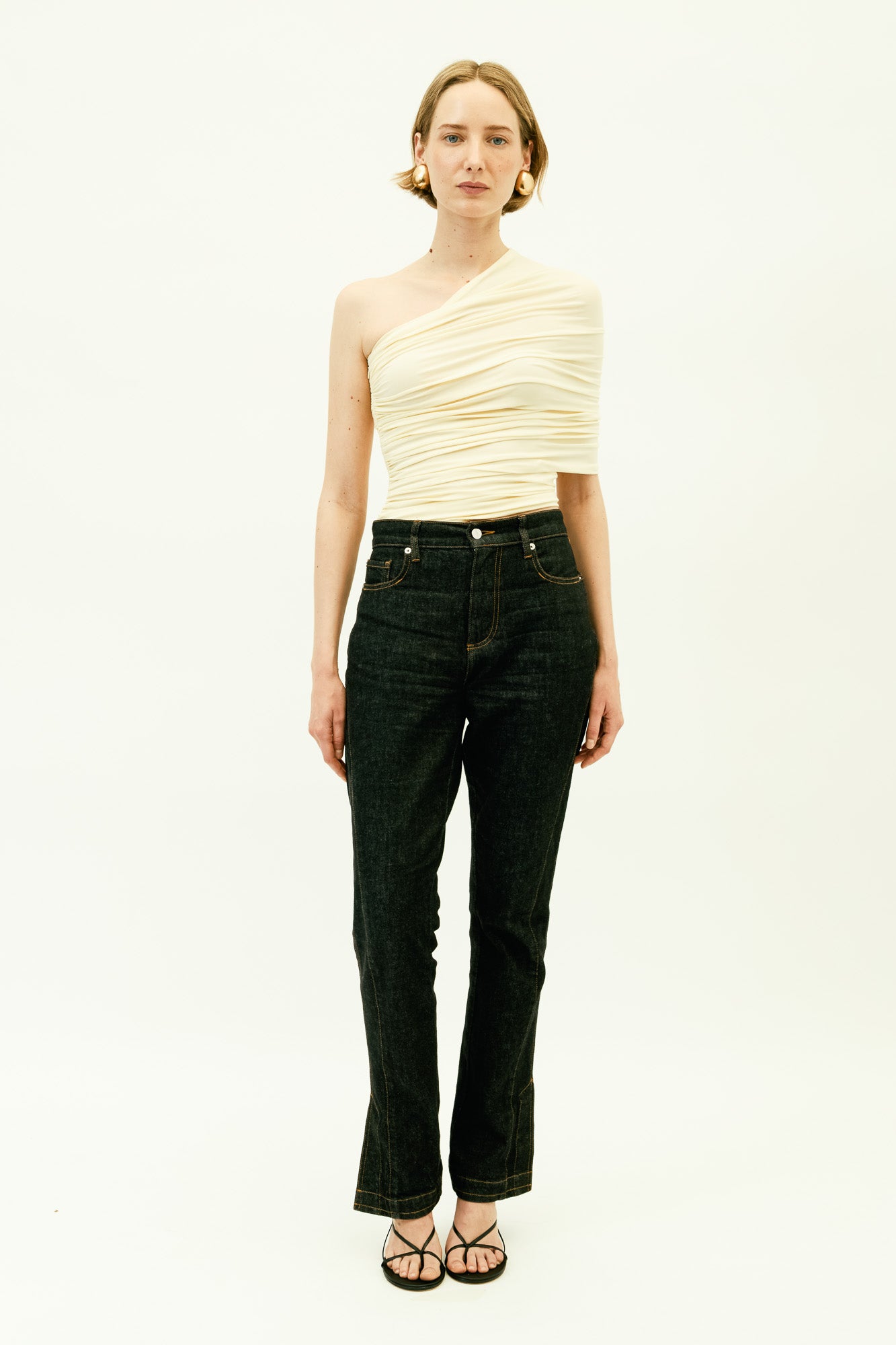 One-Shoulder Wrap Top in Yellow