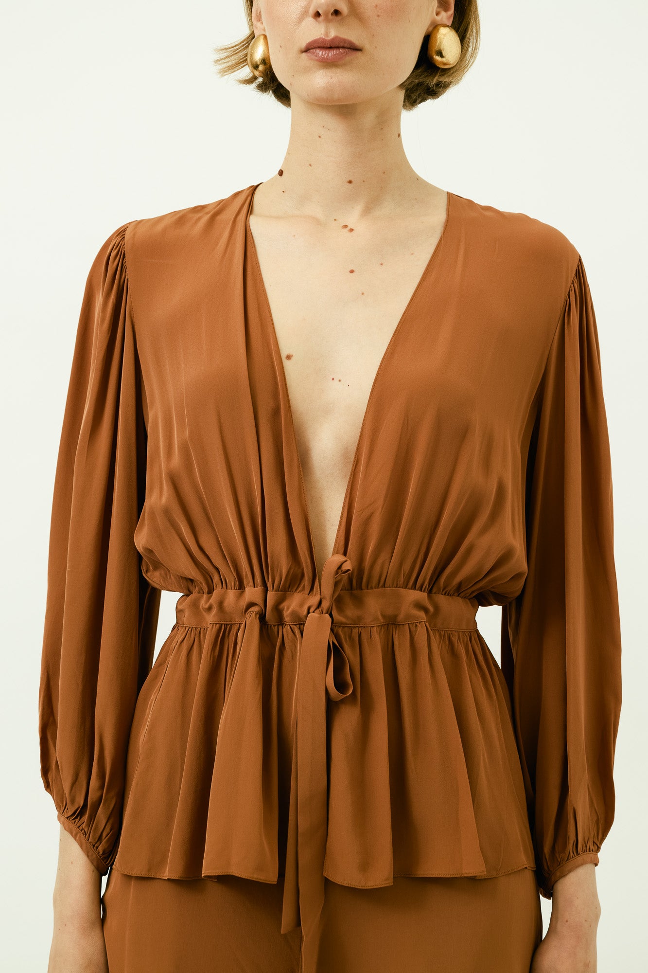 Solid Voluminous Sleeves Shirt