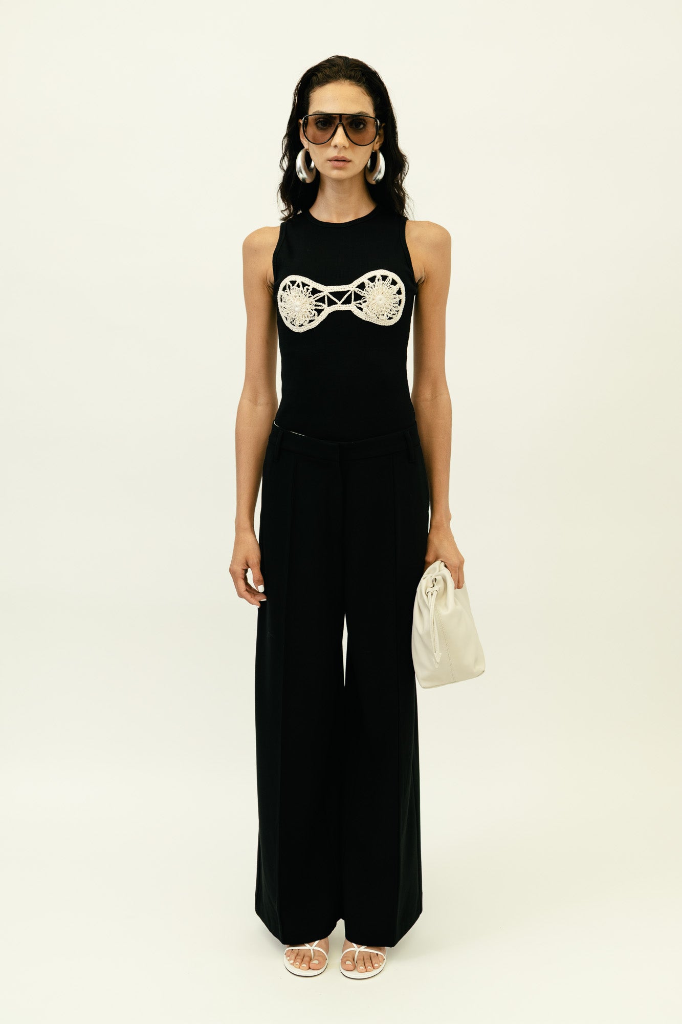 Crochet Bra Tank Top in Black