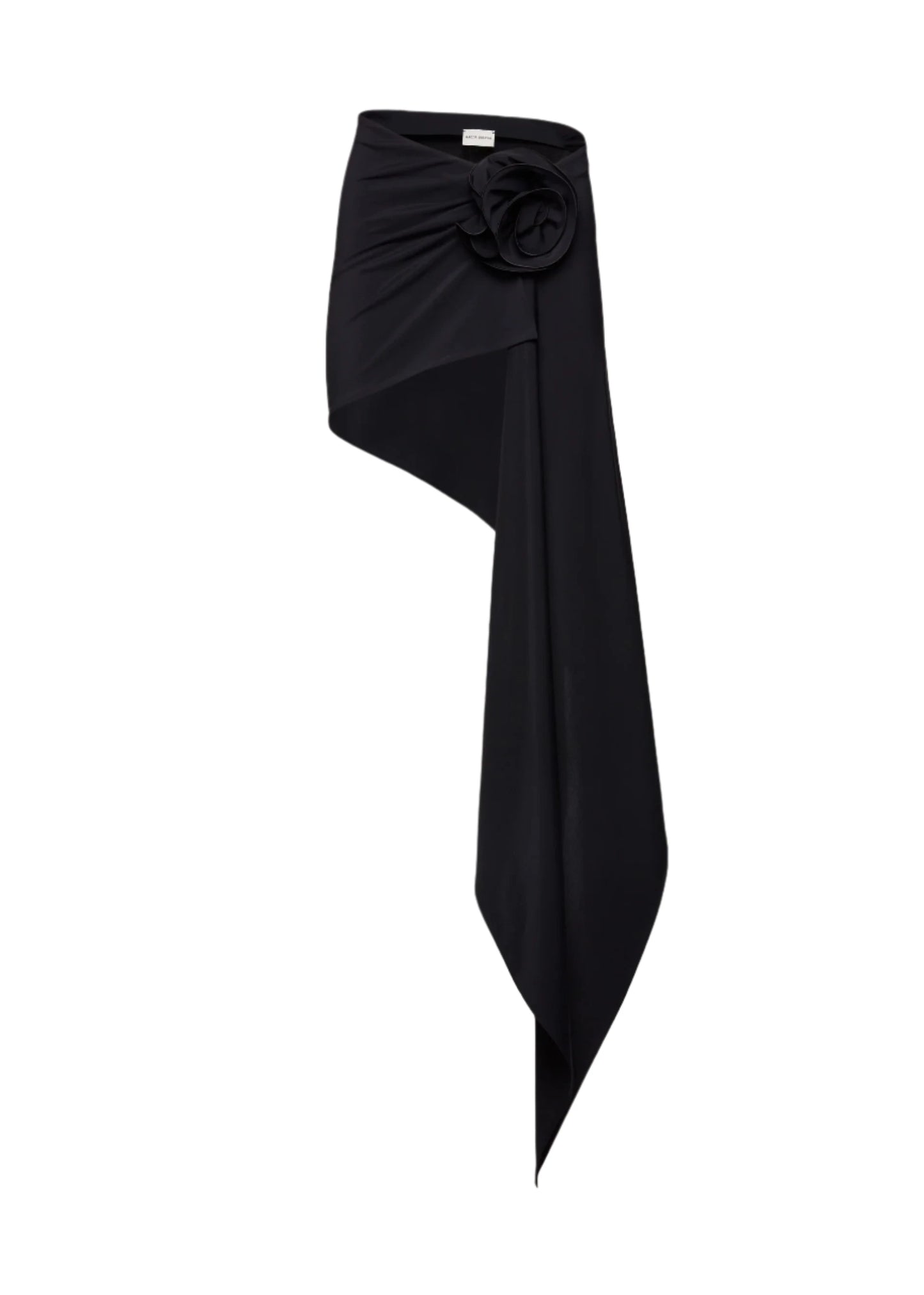 Asymmetrical Draped Swim Skirt in Black
