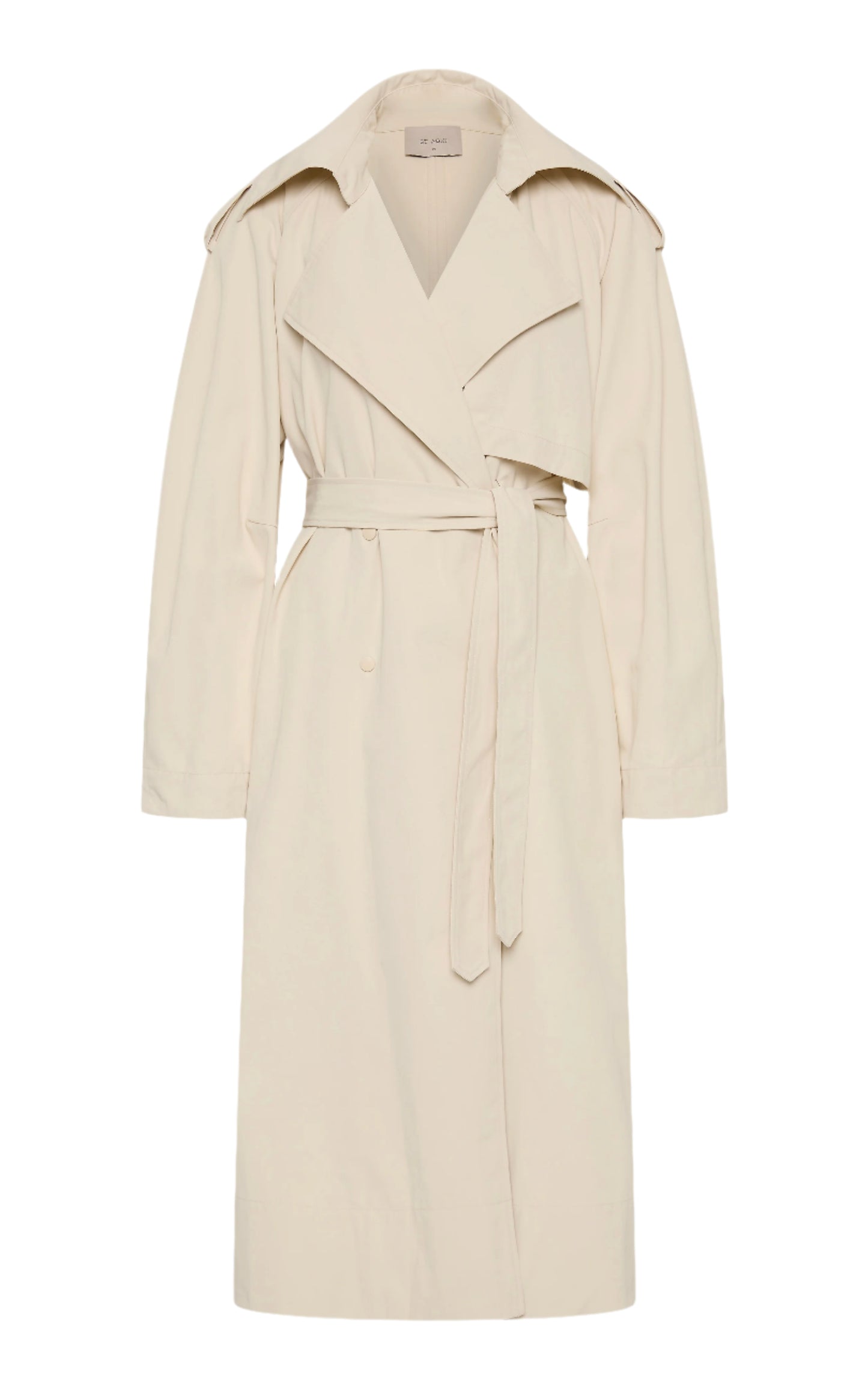 Beige trench coat on a white background