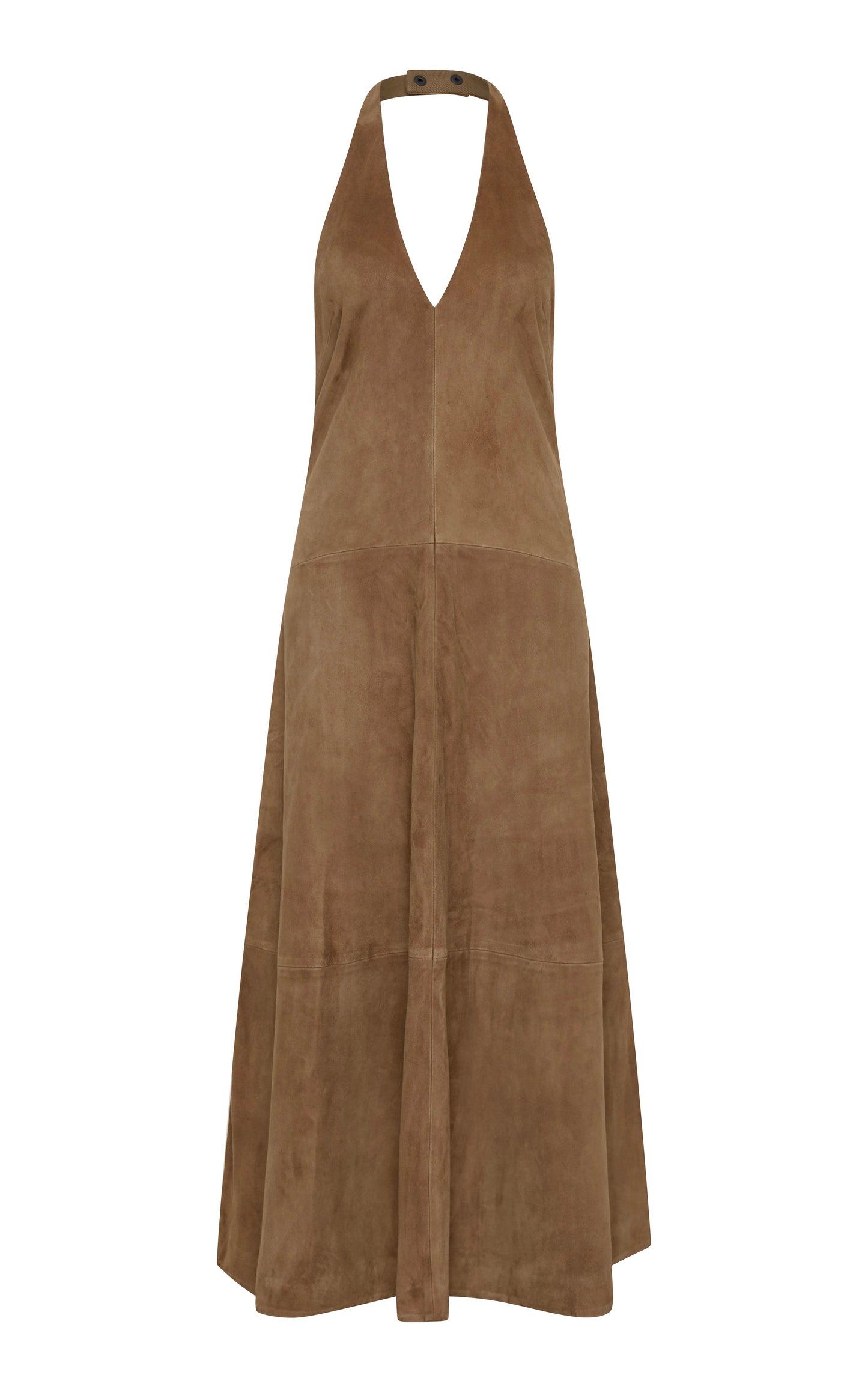 Suede Halter Plunge Dress