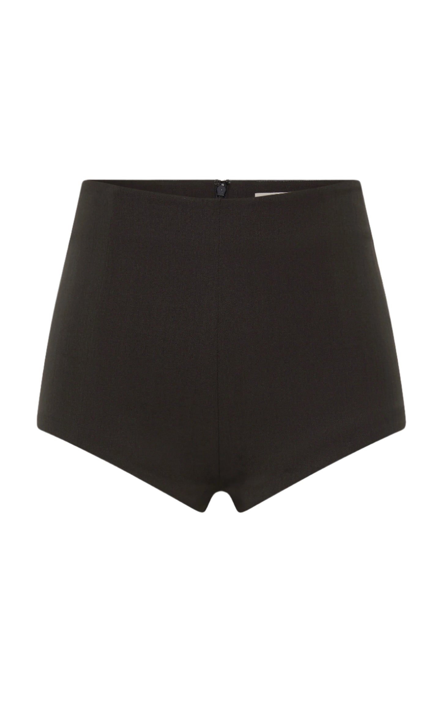 Black high-waisted shorts on a white background