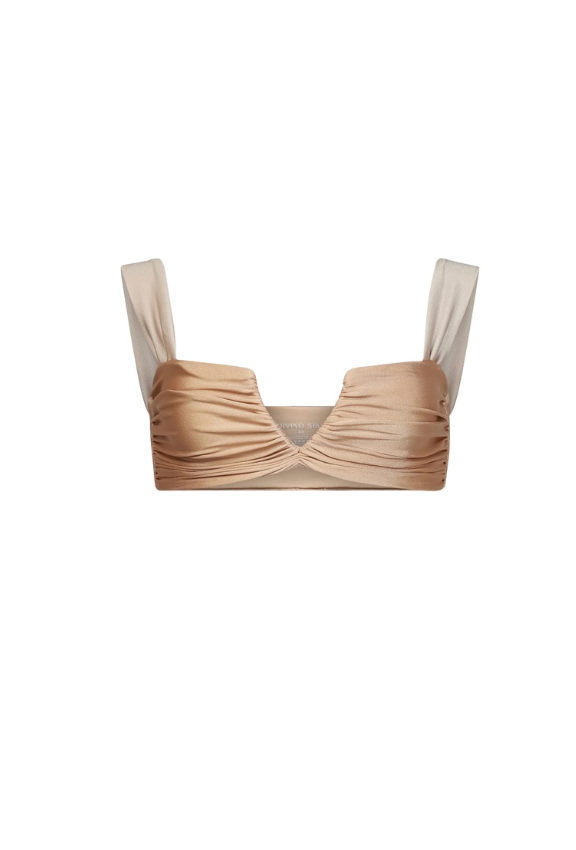 Ana de Bretaña Bikini Top in Light Brown Silver Gray