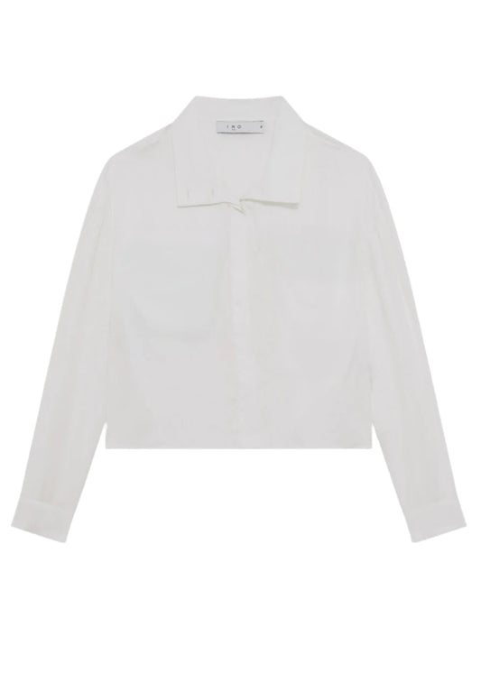 White blouse with a bow detail on a white background