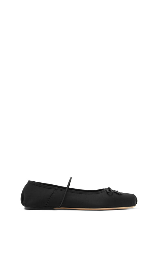 Black flat shoe on a white background